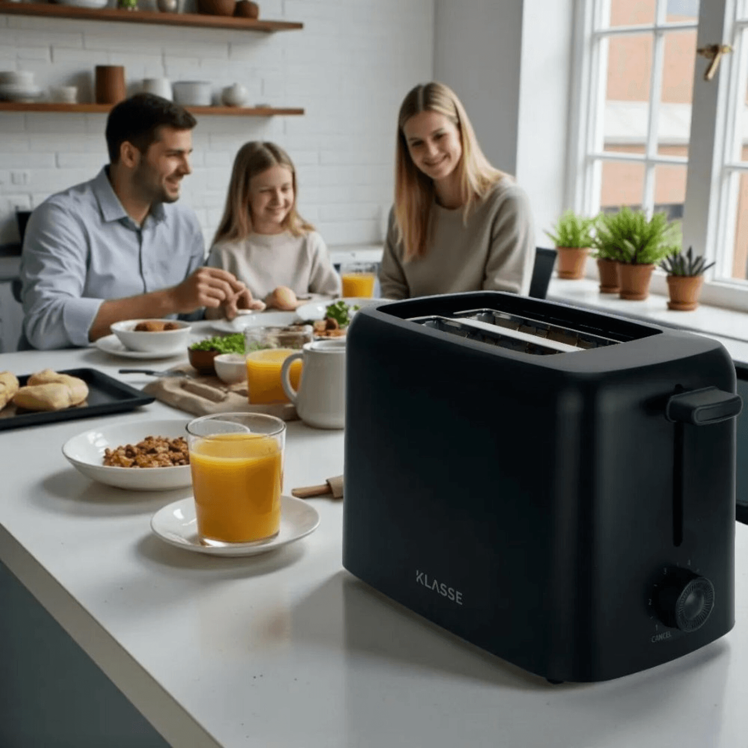 Tostadora Klasse KS8001BK en una mesa familiar