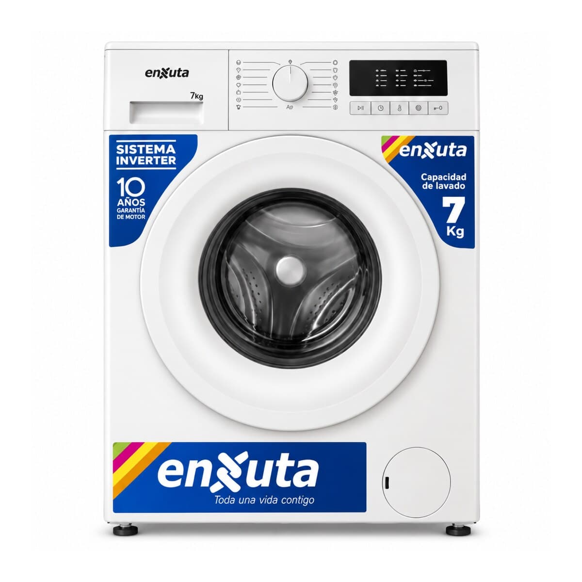 Lavarropas Enxuta LENX1675 7 kg de frente, con sus etiquetas
