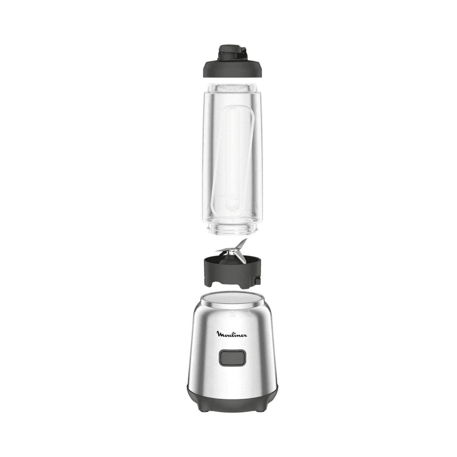 Licuadora personal Moulinex LM15FD10 desarmada con botella y cuchilla