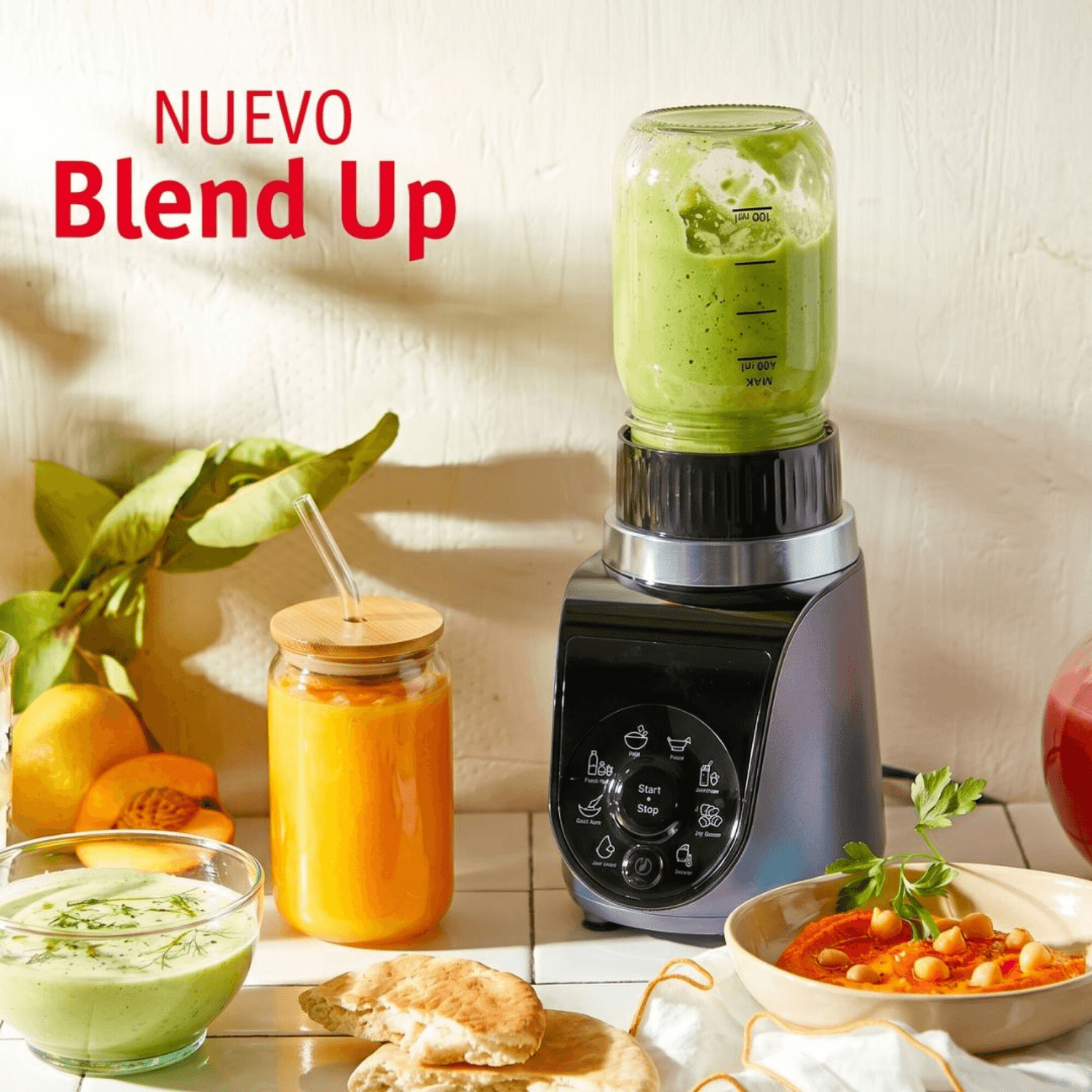 Licuadora personal Moulinex Blend Up con batido verde