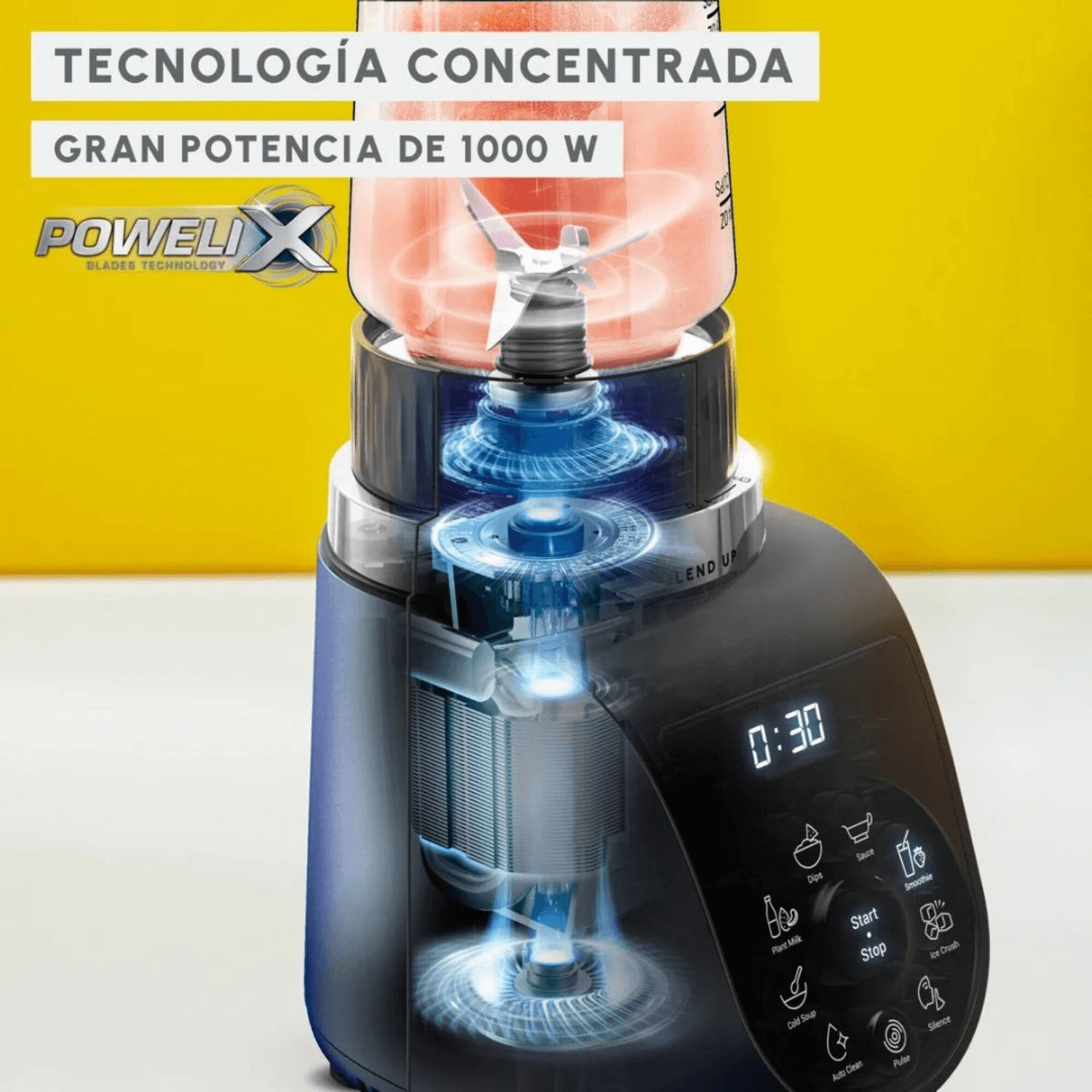 Licuadora personal Moulinex Blend Up LM19H4FO con pantalla de temporizador