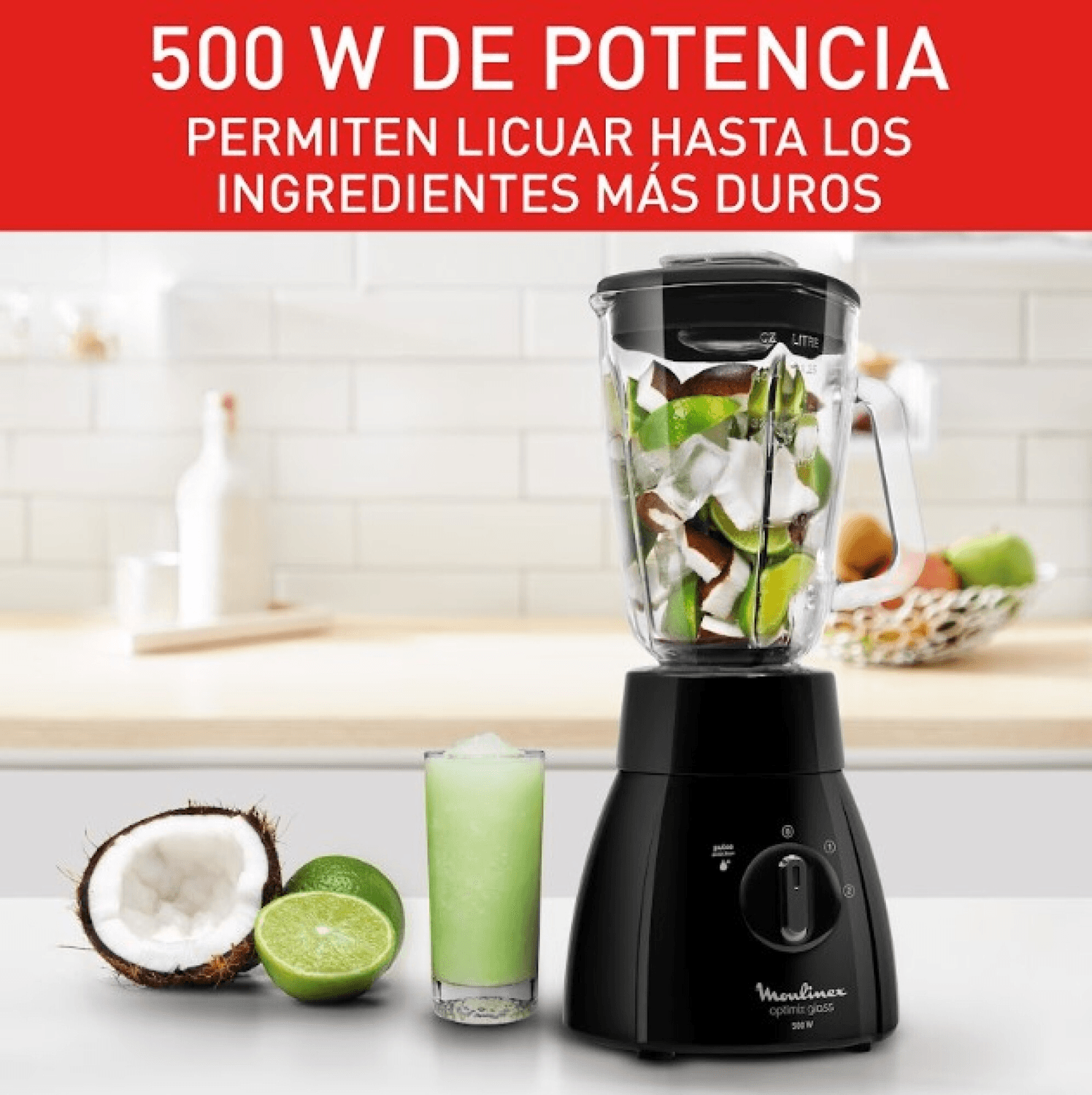 Licuadora Moulinex Optimix LM2788VO con coco y limón
