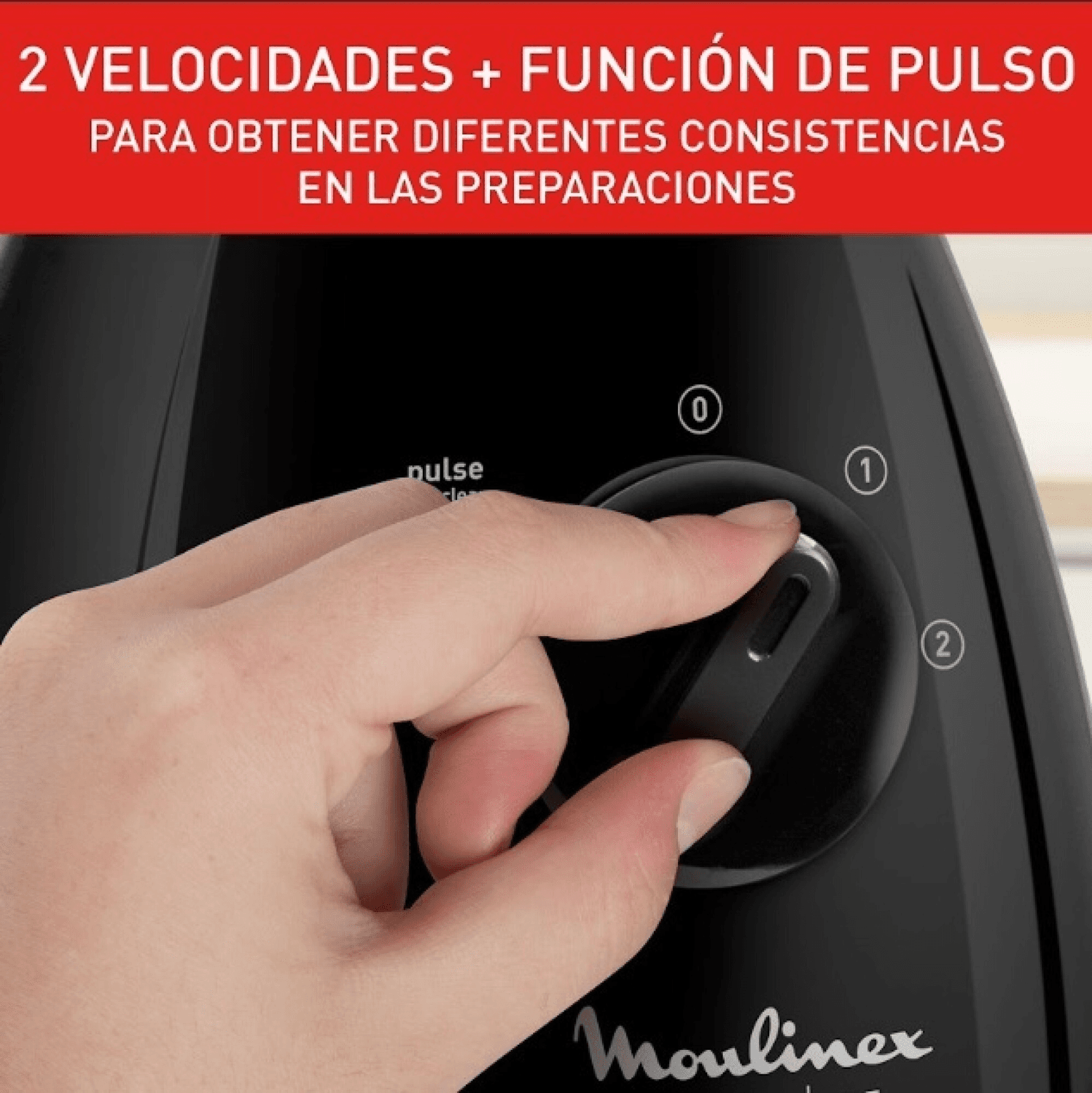 Perilla de 2 velocidades y pulso de la licuadora Moulinex LM2788VO