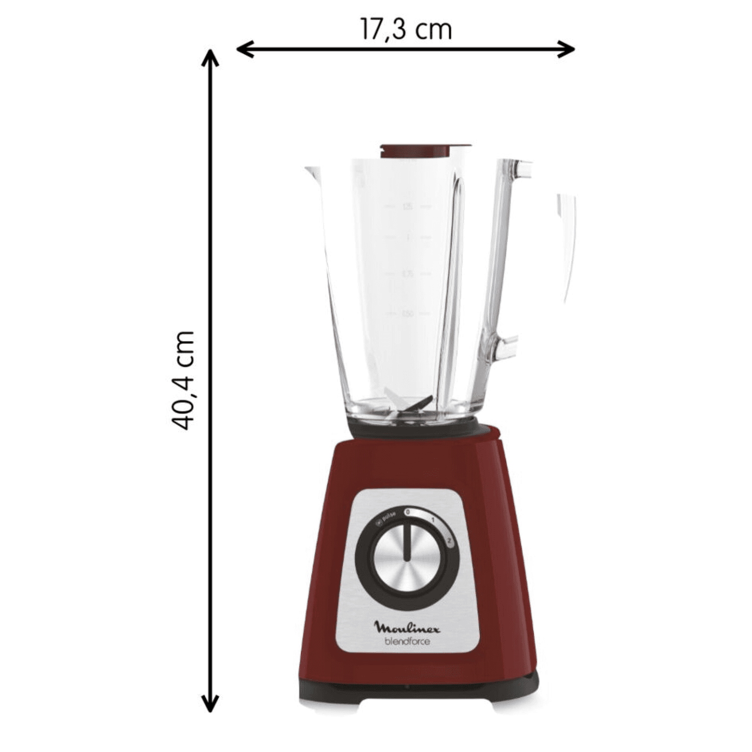 Licuadora Moulinex Blendforce LM430510 con sus medidas de ancho y alto