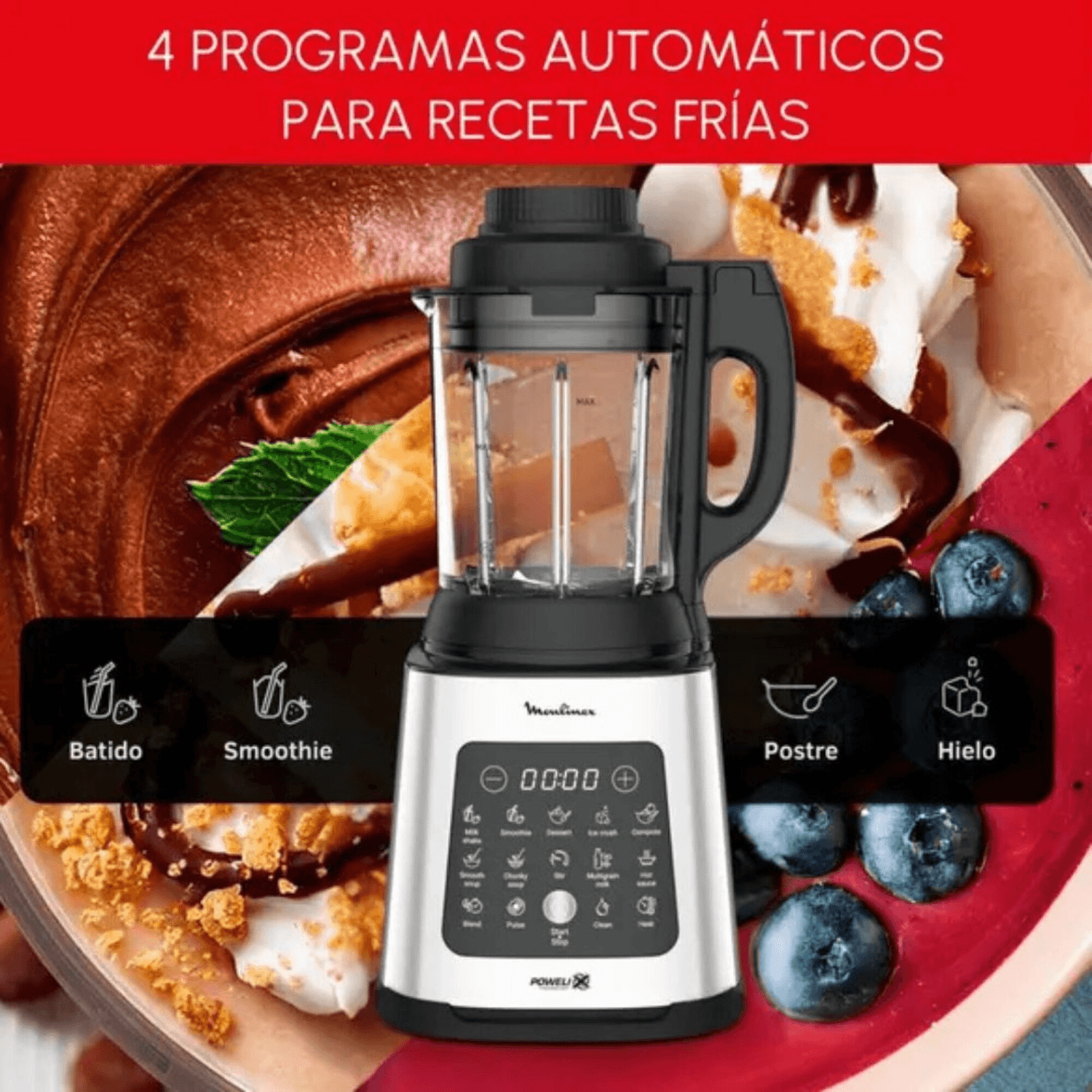 Programas para recetas frías de la licuadora Moulinex PerfectMix Cook LM835D10