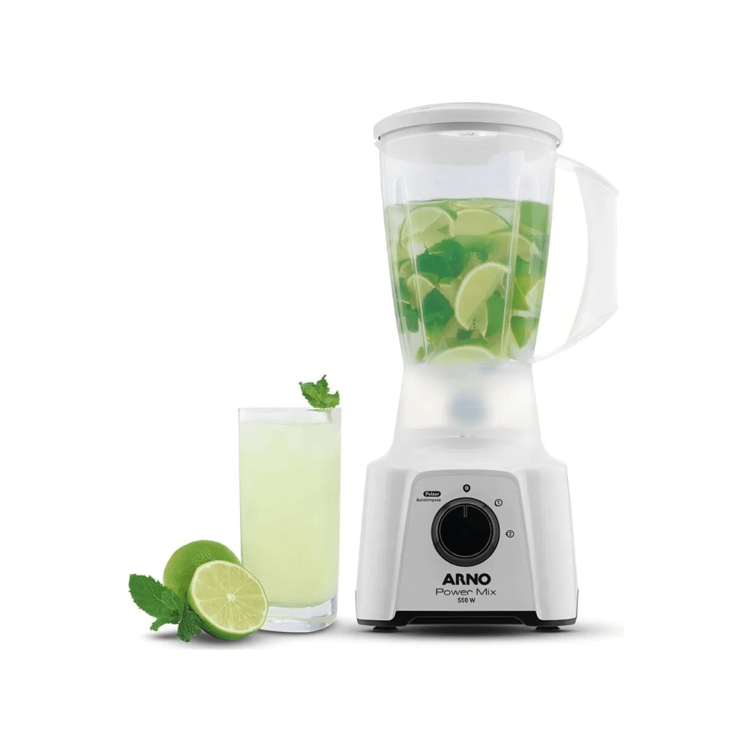 Licuadora Arno Power Mix LN2801B2 blanca con limonada