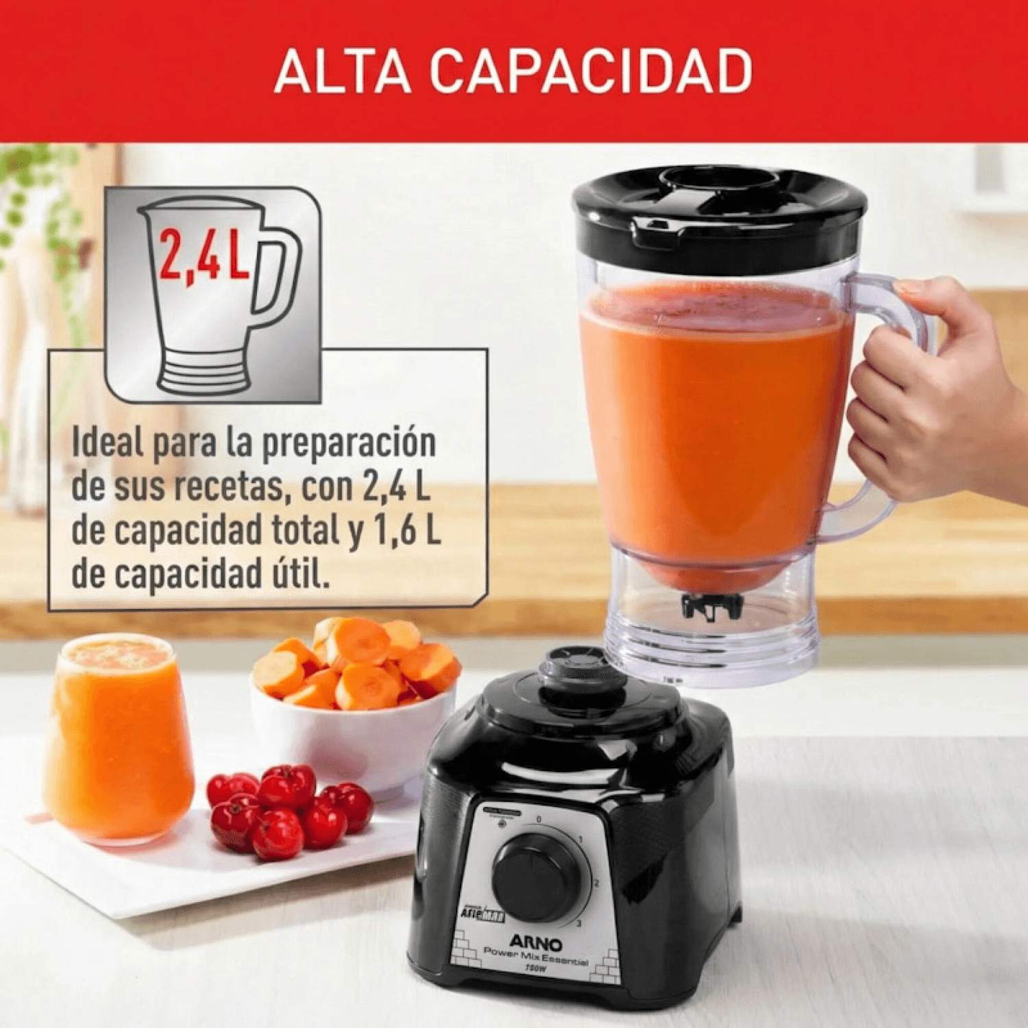 Licuadora Arno Power Max LN3118B2 con la jarra servida