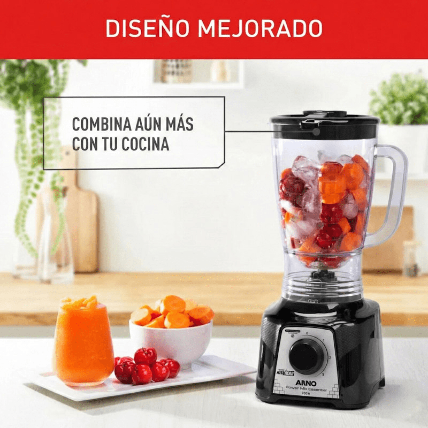 Licuadora Arno Power Max LN3118B2 en una cocina