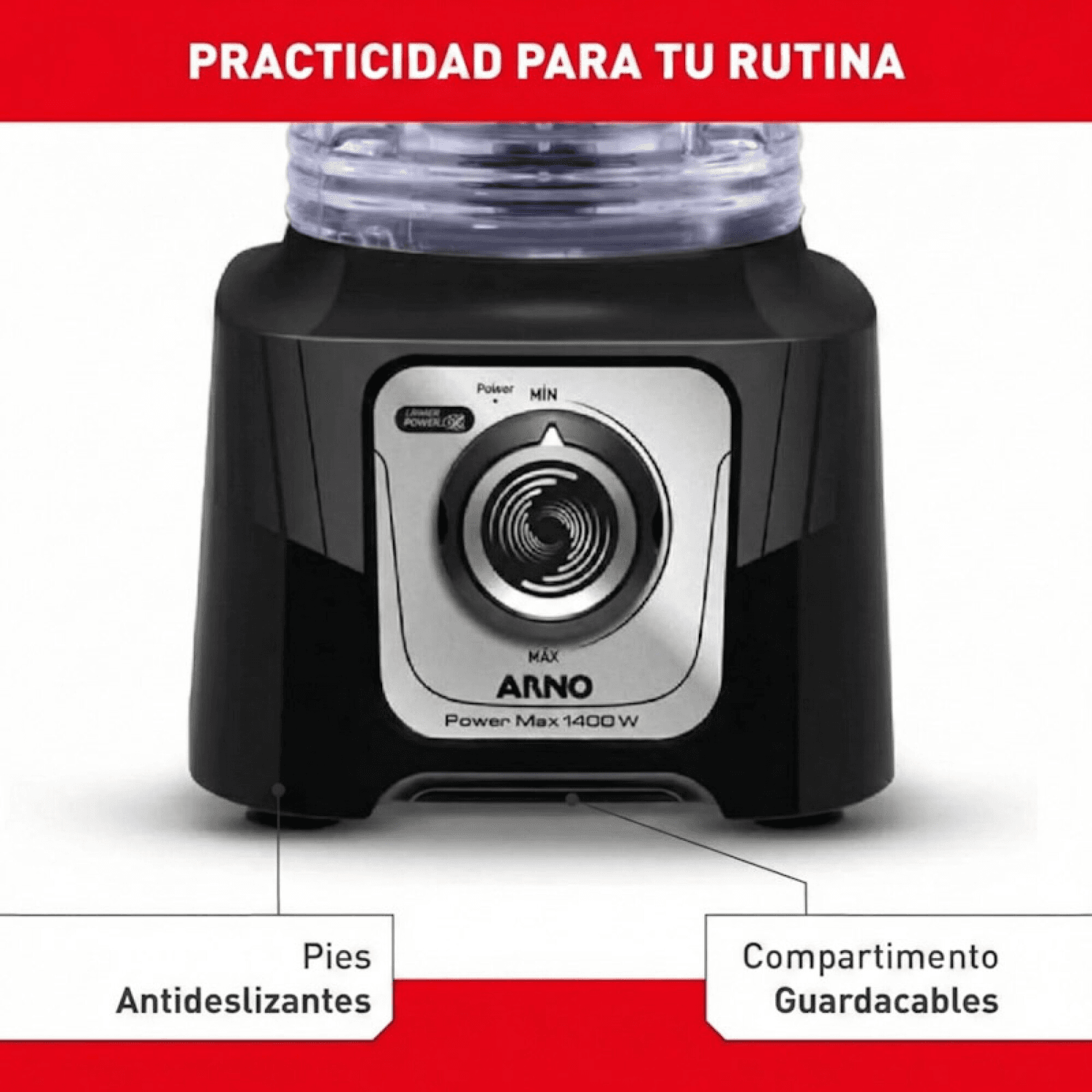 Pies antideslizantes y guardacables de la licuadora Arno LN5578B2