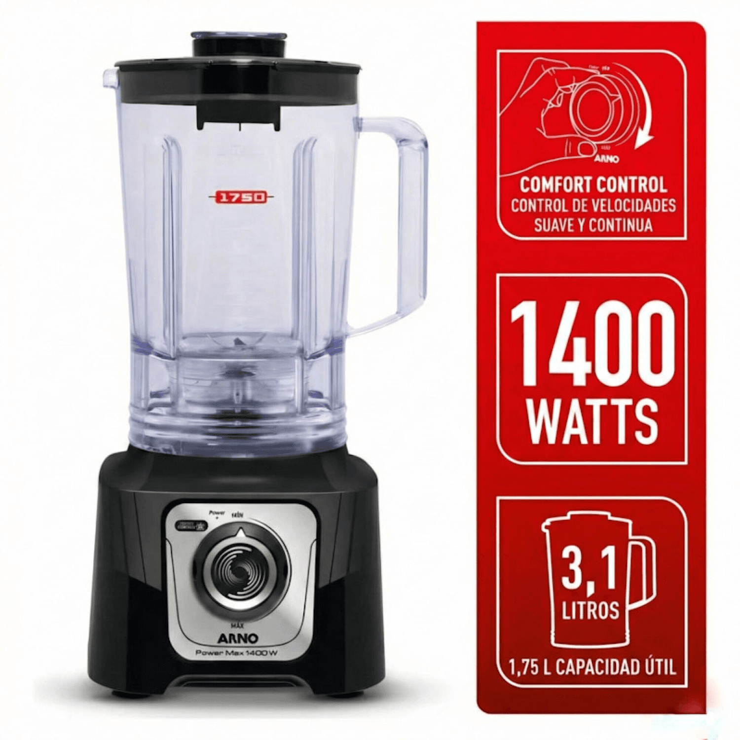 Licuadora Arno Power Max LN5578B2 con sus características