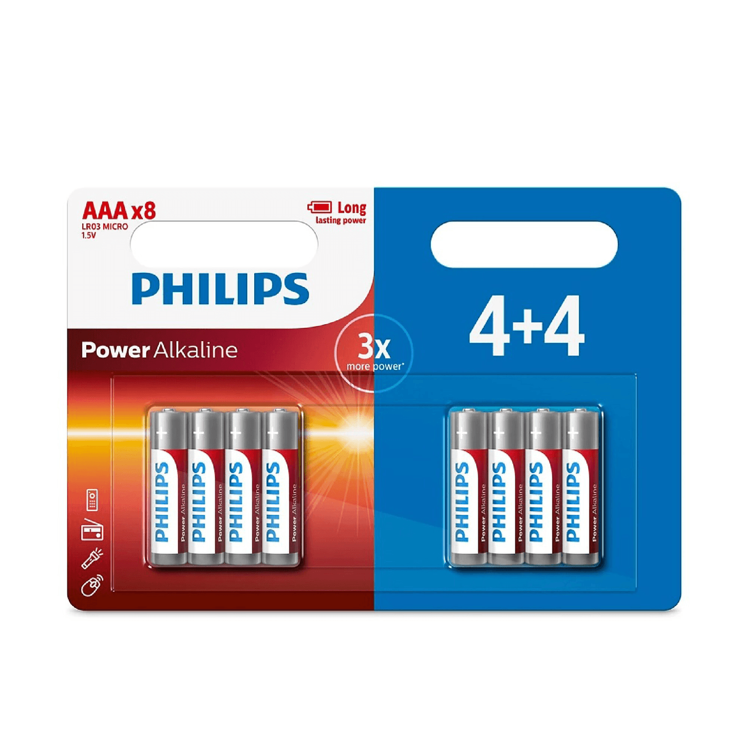 Pilas alcalinas AAA Philips Power Alkaline LR03P8BP77, pack de 8 unidades 4+4