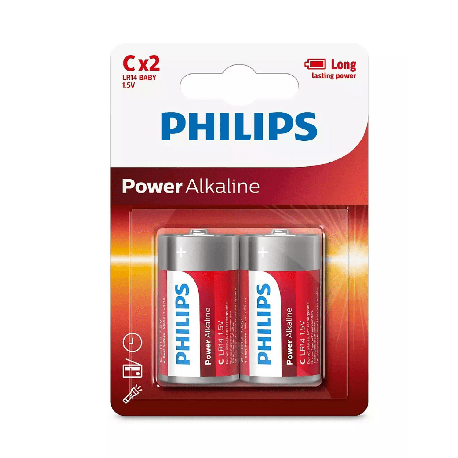 Pilas alcalinas C Philips Power Alkaline LR14P2B77, blíster de 2 unidades