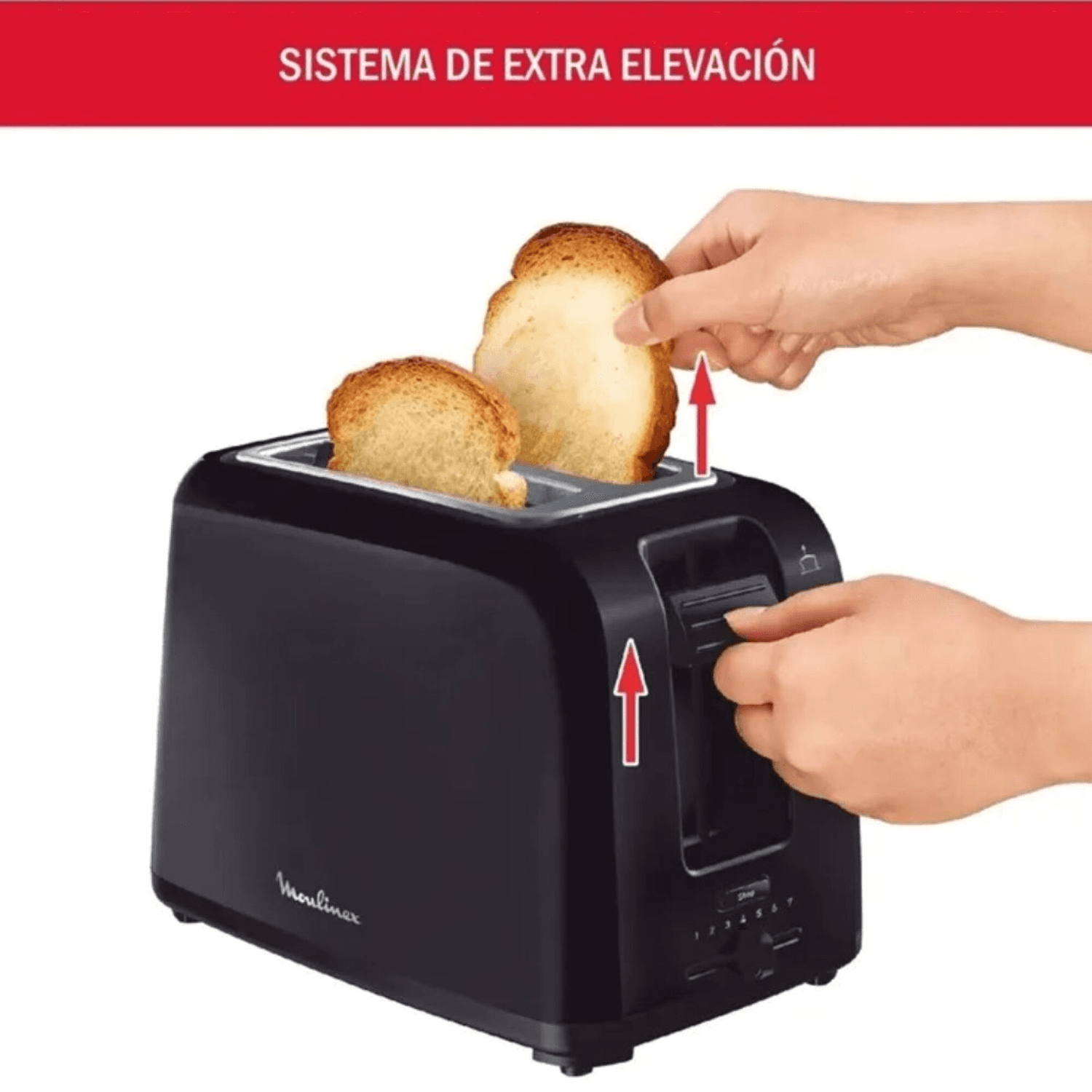 Sistema de extra elevación de la tostadora Moulinex LT1A1858