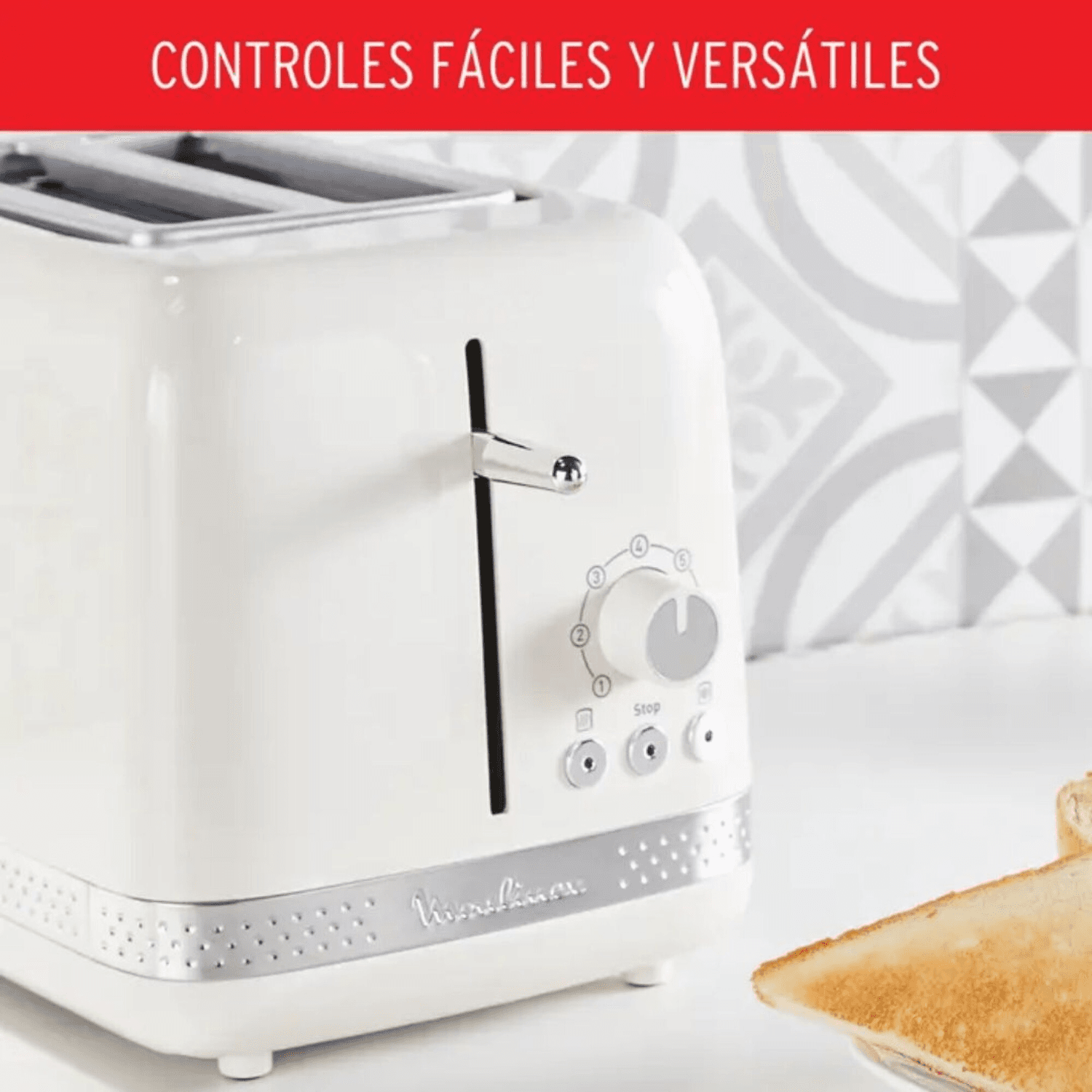 Primer plano de la tostadora Moulinex Soleil LT300A10