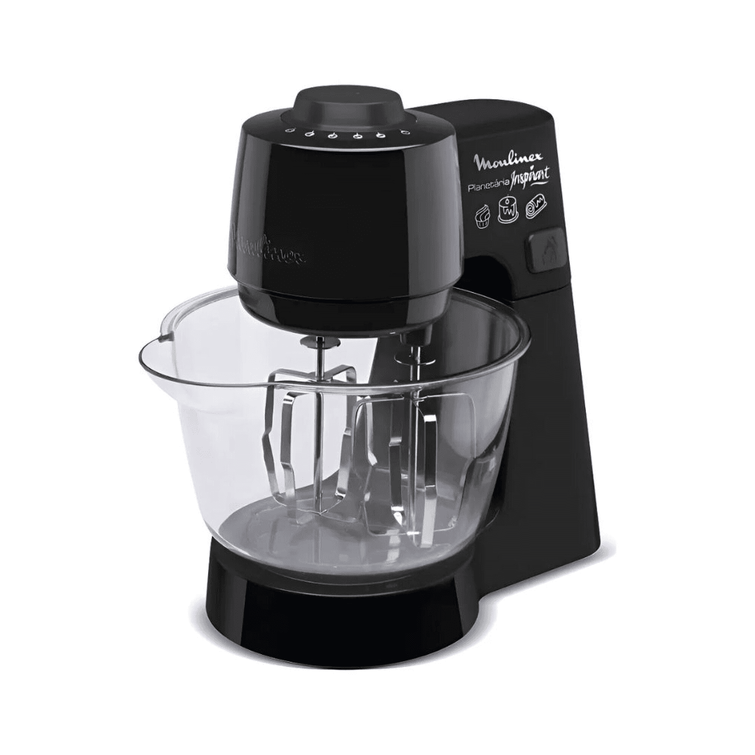 Batidora planetaria Moulinex Inspirart QA710855 negra con bowl transparente