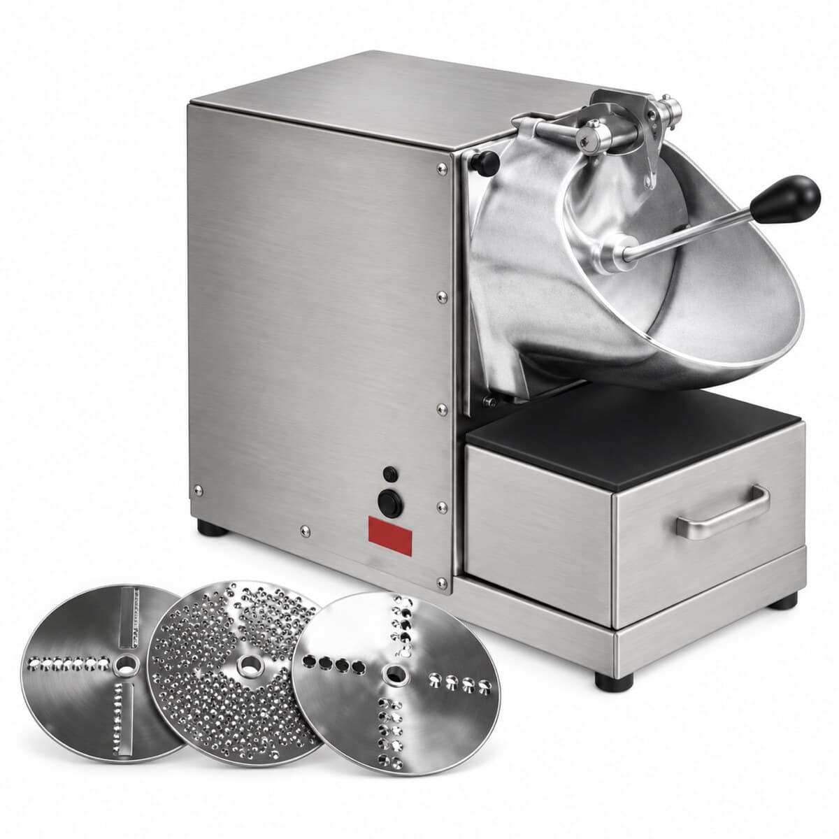 Rallador de queso eléctrico Jameco RDA con sus tres discos