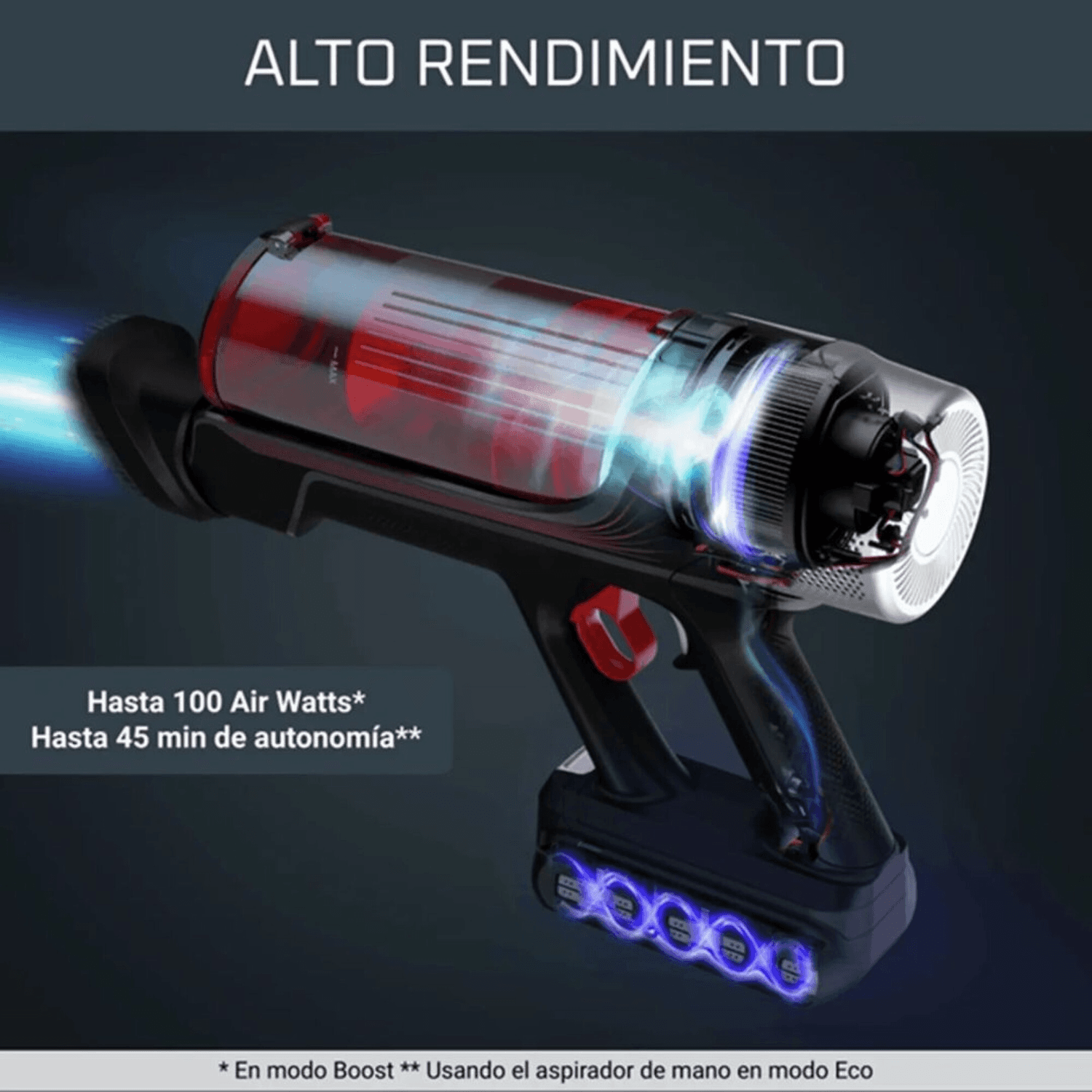 Aspiradora Rowenta RH2087WO de mano con 100 Air Watts en modo Boost