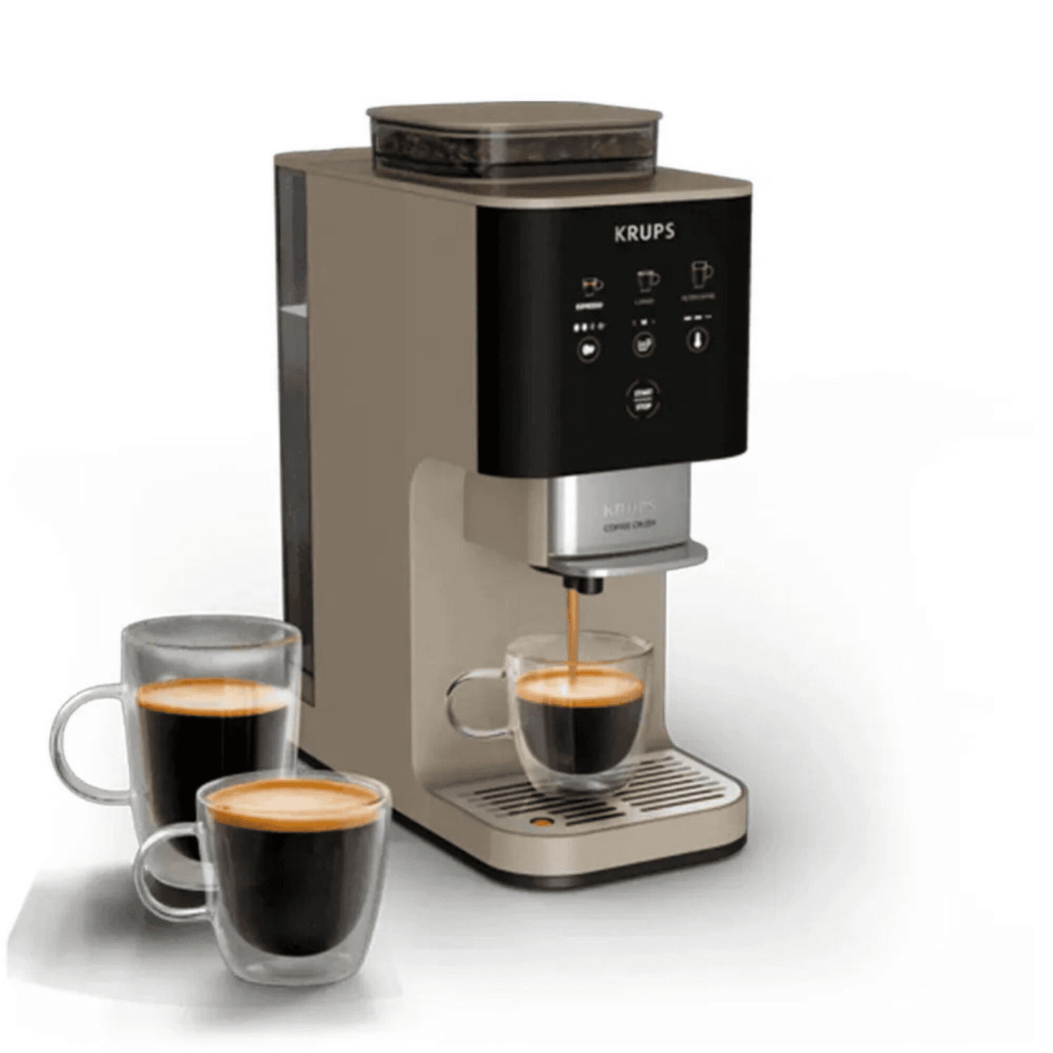 Cafetera espresso superautomática Krups Coffee Crush Extra SA402AE0 con tazas de café