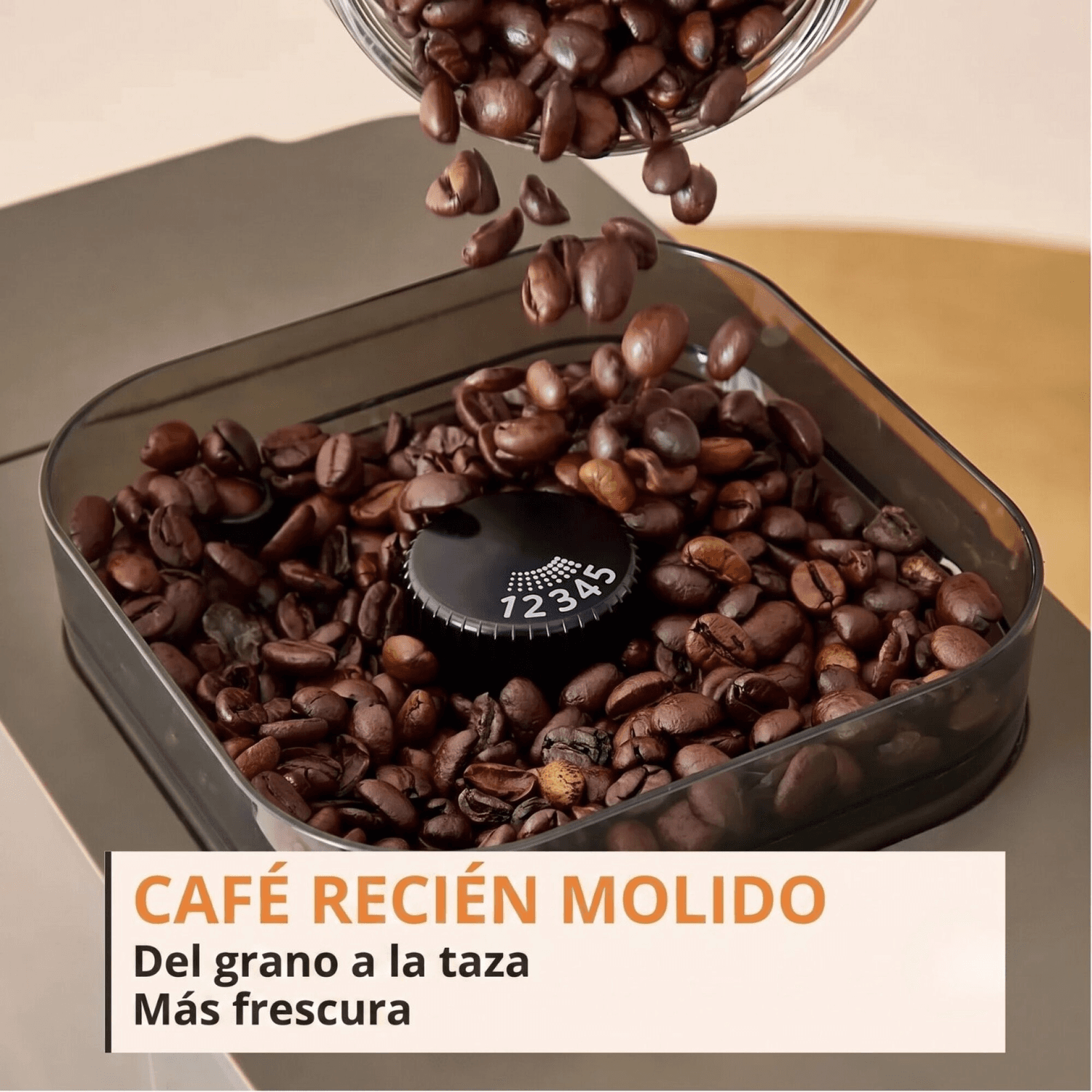 Depósito de granos y selector de molienda de la cafetera Krups SA403BE0
