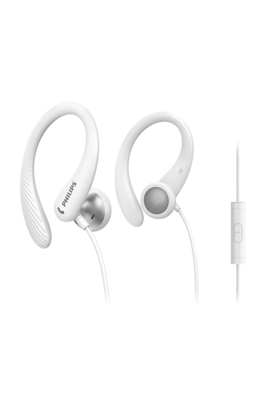 Auriculares deportivos Philips TAA1105/00 blancos con gancho y control