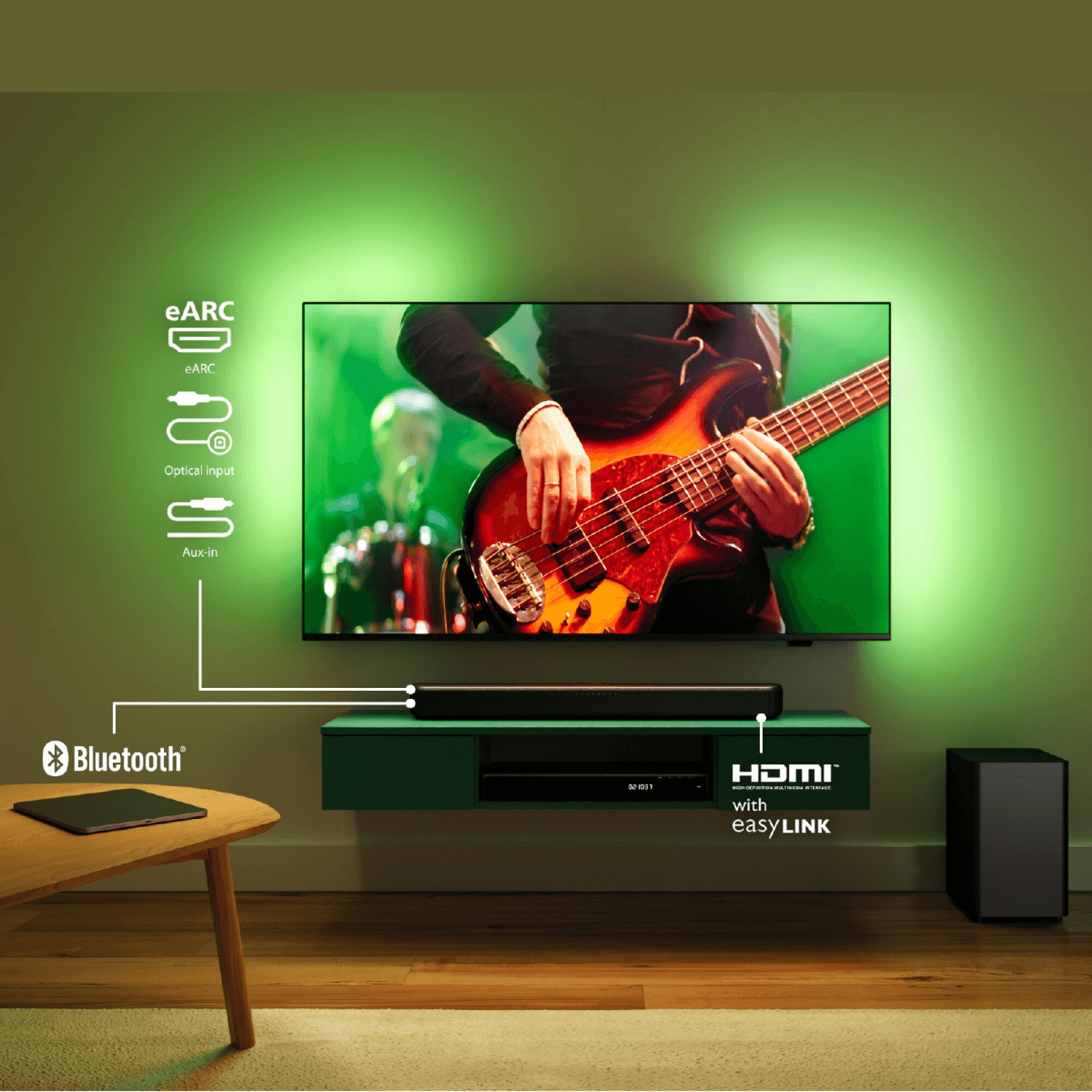 Barra de sonido Philips TAB5309/77 con un televisor