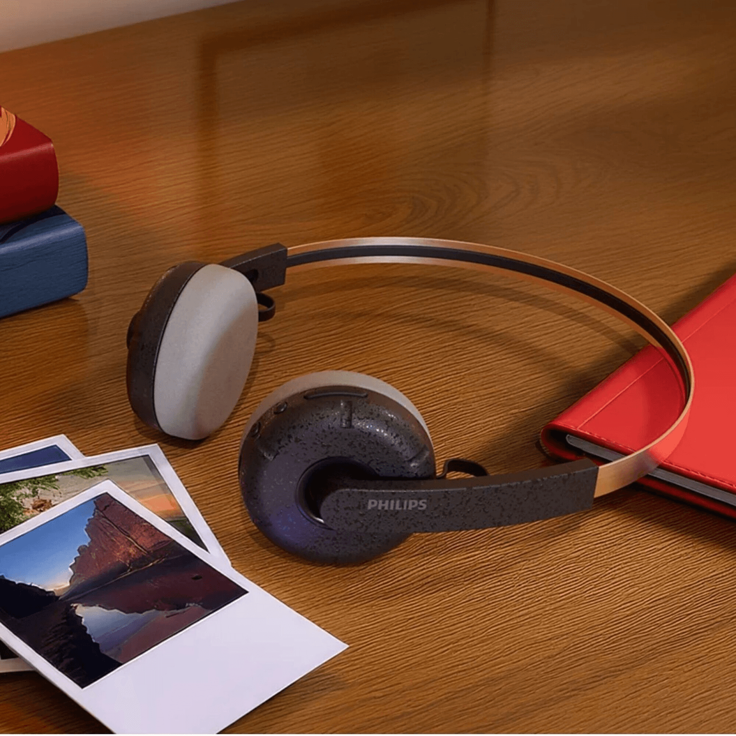 Auriculares Philips Retro TAH2000/00 sobre un escritorio