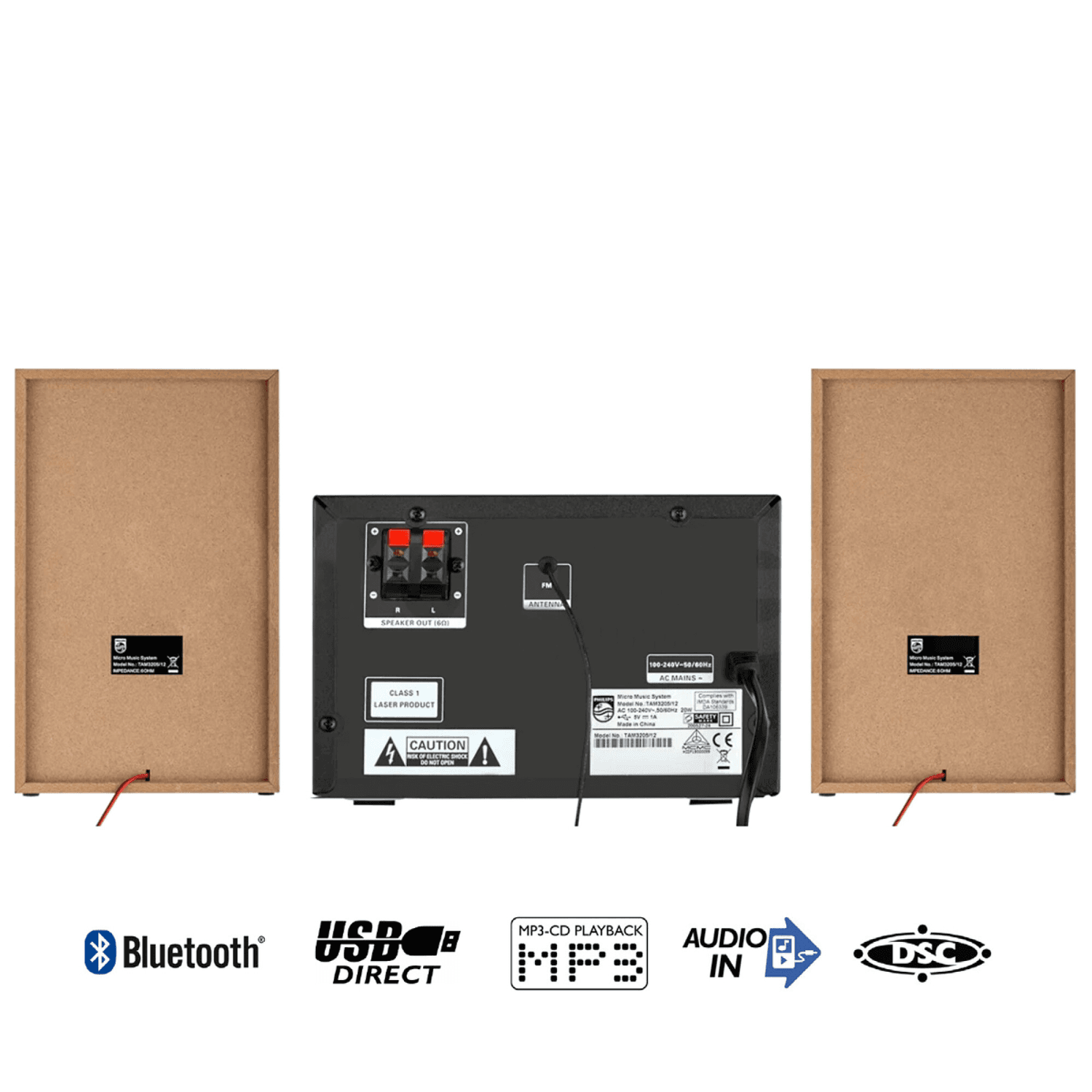 Parte trasera del microsistema Philips TAM3205M2/77