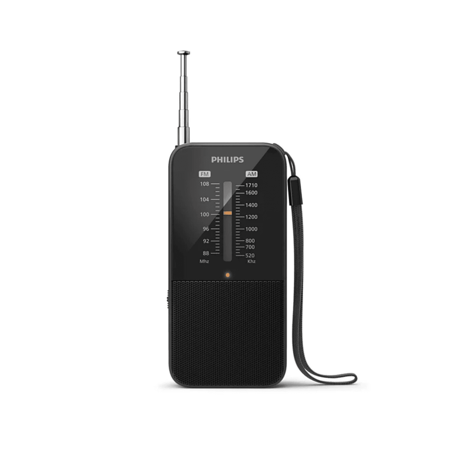 Radio portátil Philips TAR1509/00 negra con antena telescópica y cordón