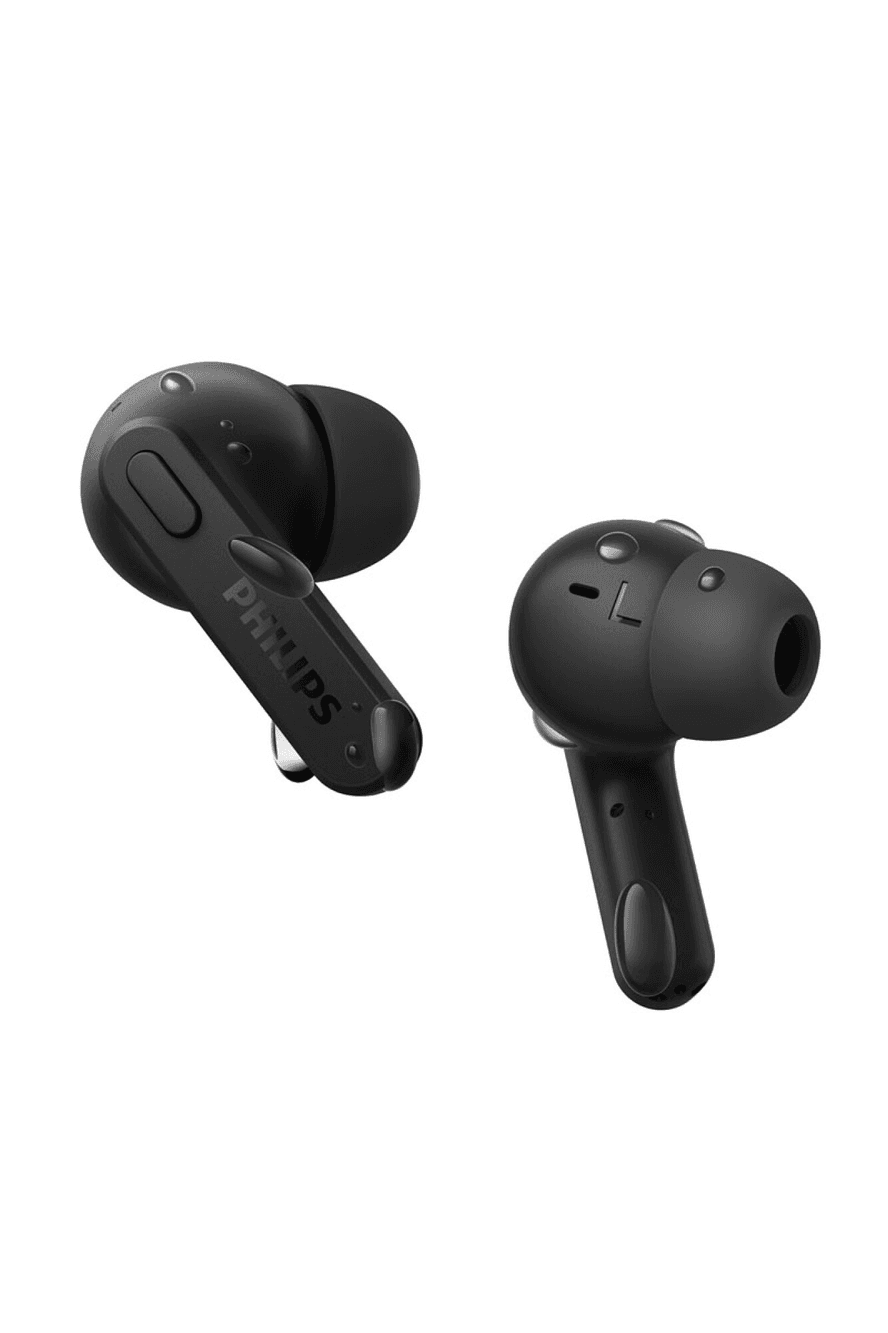 Auriculares Philips TAT2206/00 negros junto al estuche