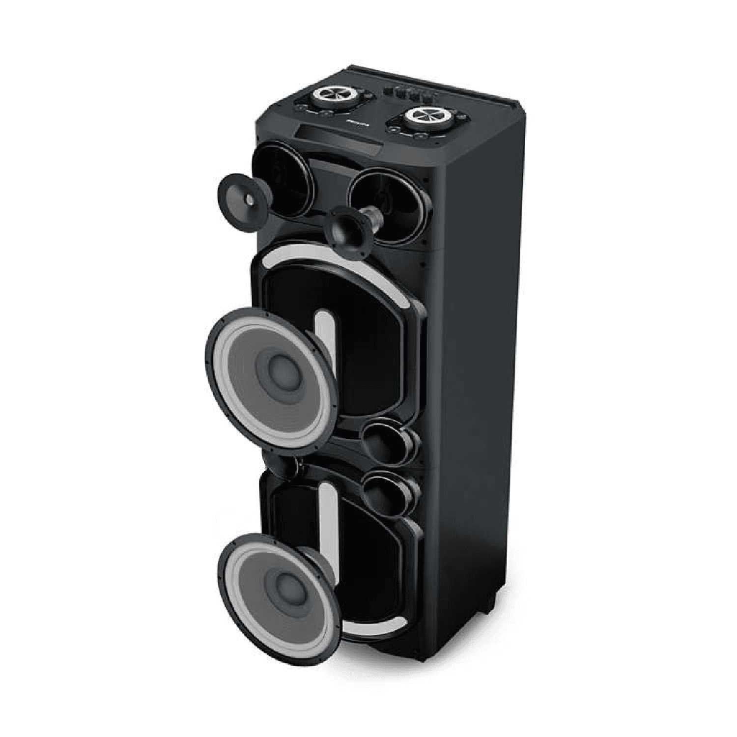 Torre Philips TAX5708/77 con los woofers a la vista