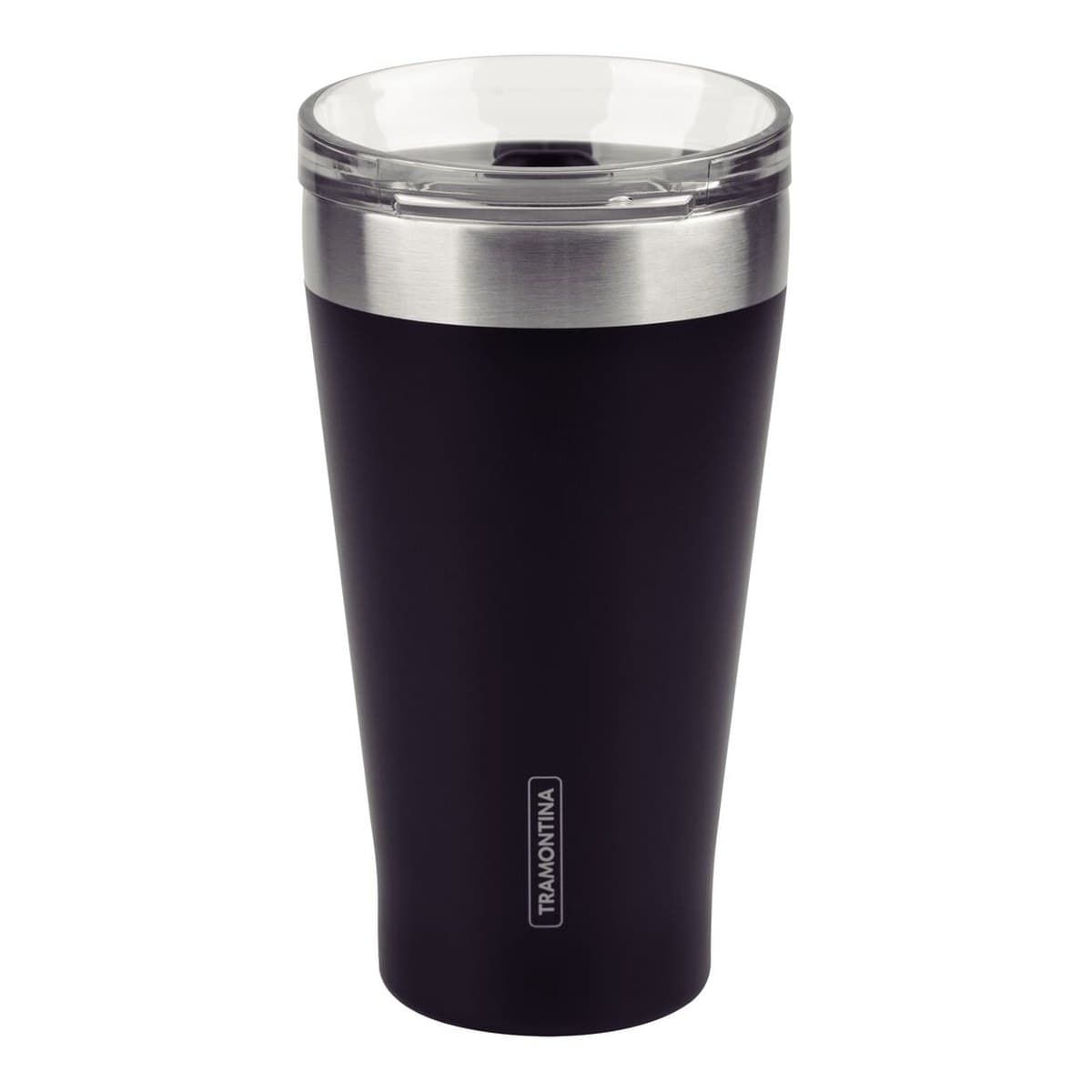 Vaso térmico Tramontina Exata negro de 550 ml con tapa