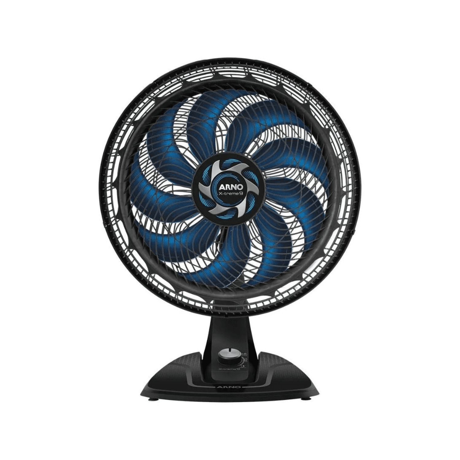 Ventilador de mesa Arno X-treme VE90 negro y azul de 9 aspas