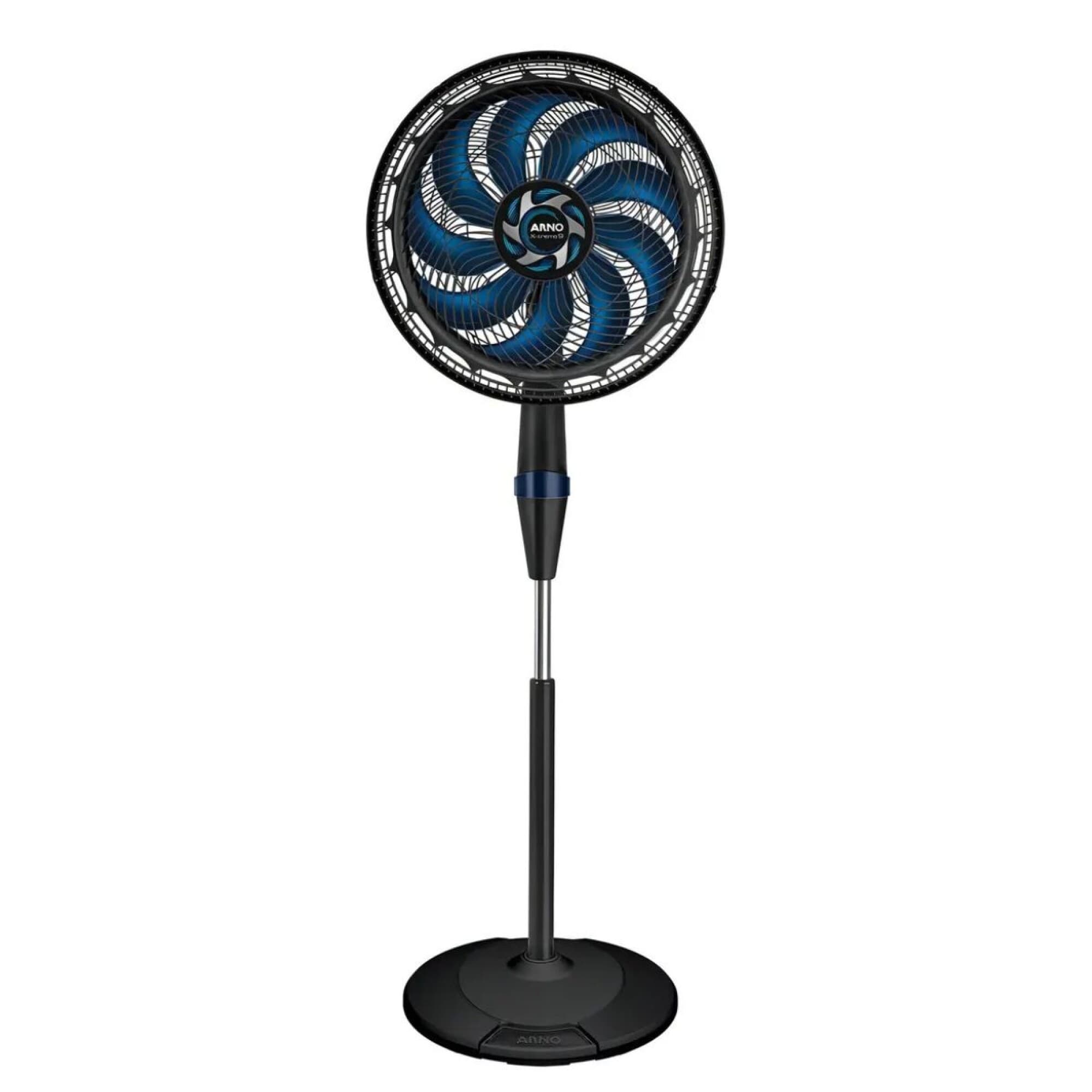 Ventilador de pie Arno X-treme VE9C negro y azul de 9 aspas
