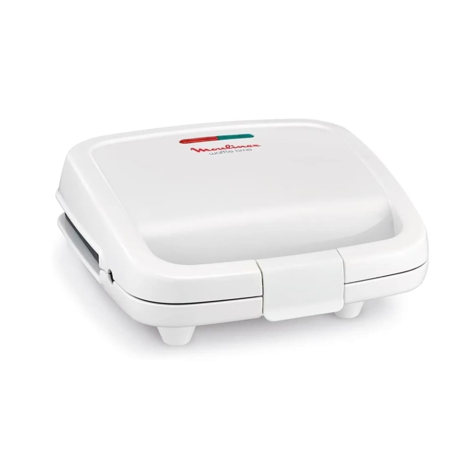 Wafflera Moulinex WJ170112 blanca vista en ángulo