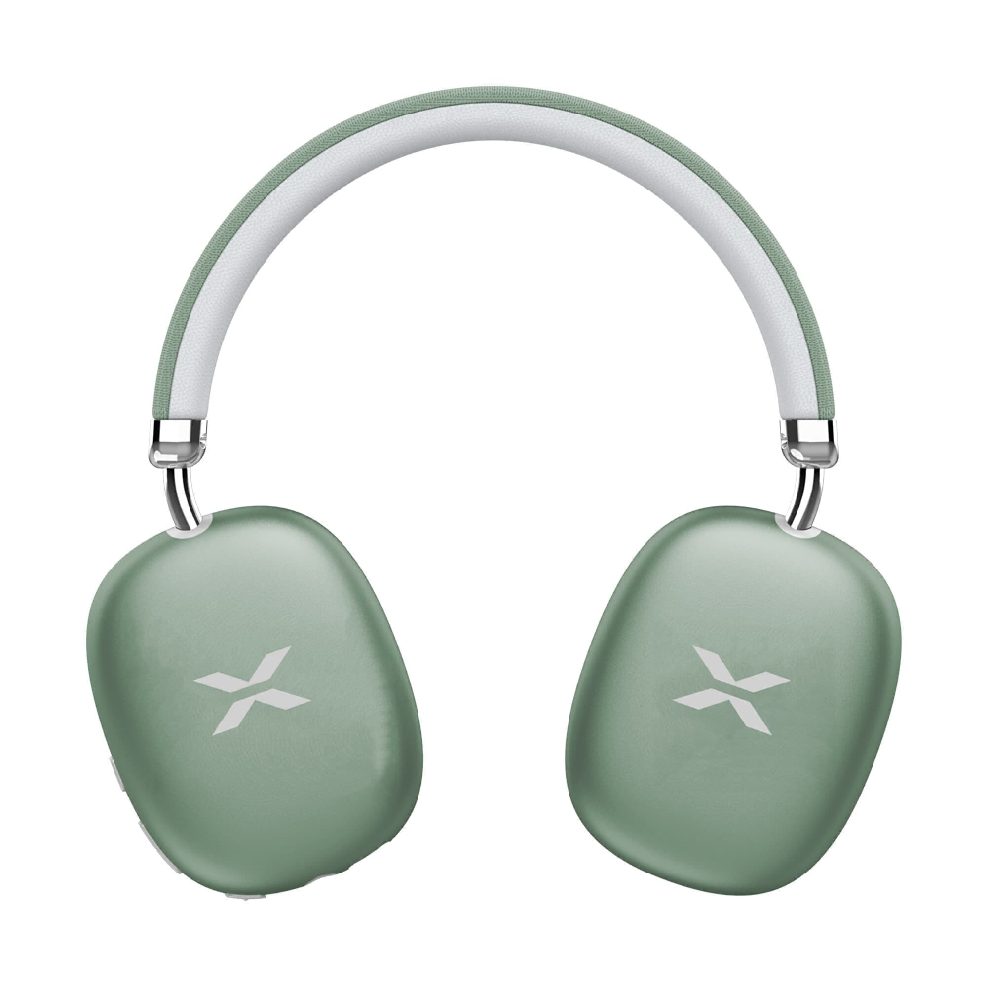Auriculares XION XI-AUX300 verdes vistos de frente