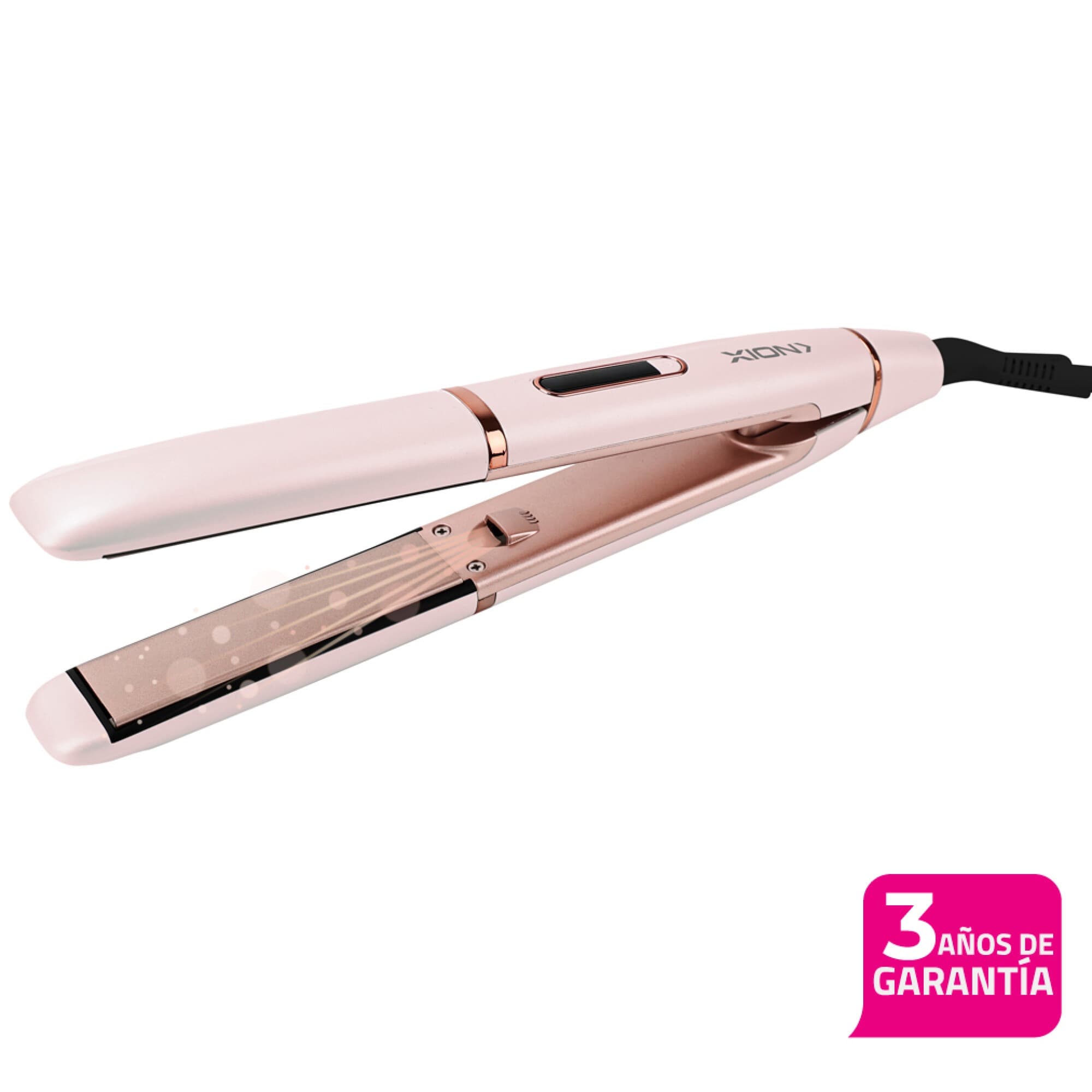 Planchita de pelo profesional XION XI-IONIC rosa con placas de cerámica