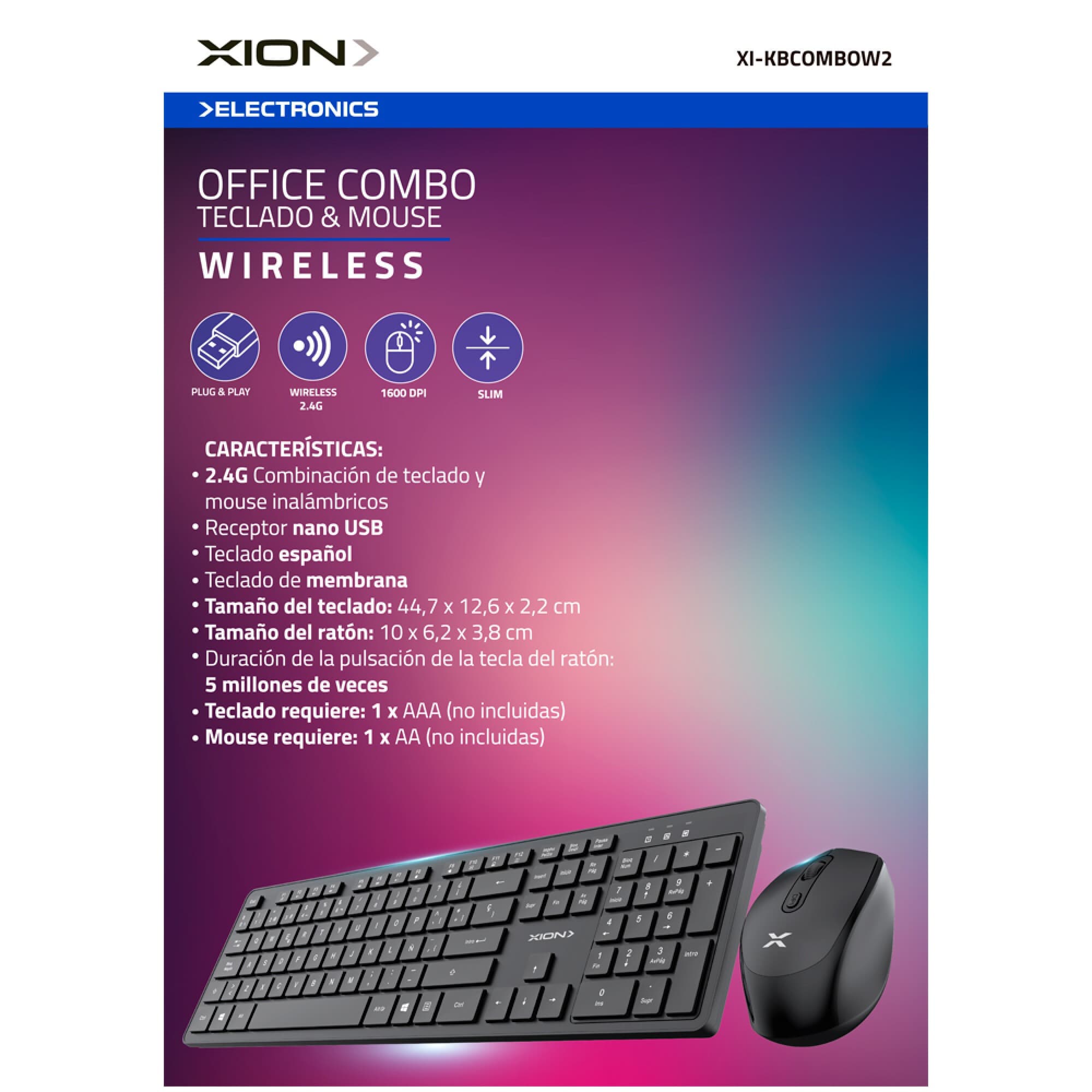 Placa del combo XION XI-KBCOMBOW2 con características