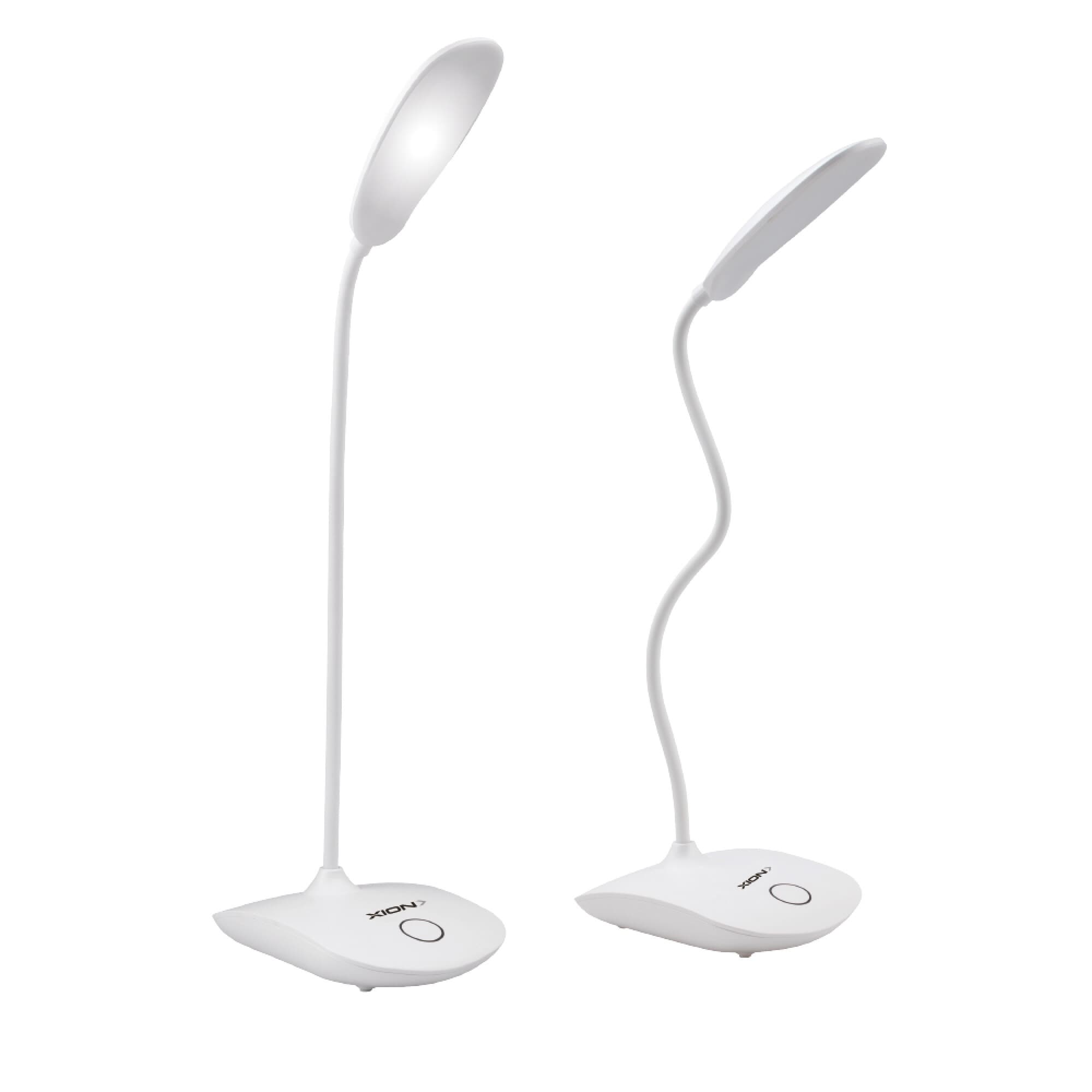 Lámpara LED de escritorio XION XI-LAMP10 blanca con el cuerpo recto y curvado