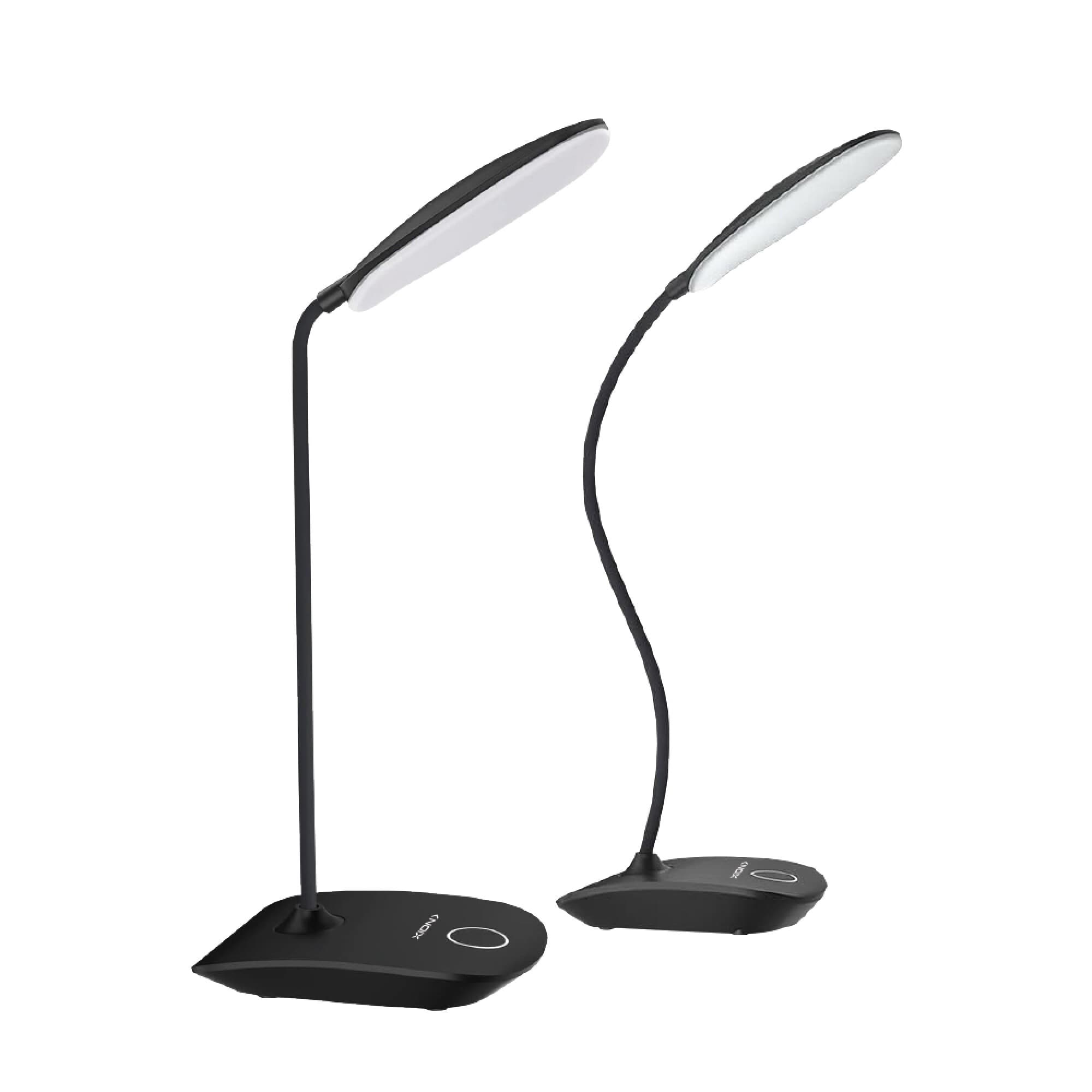 Lámpara LED de escritorio XION XI-LAMP20 negra con el cuerpo recto y curvado