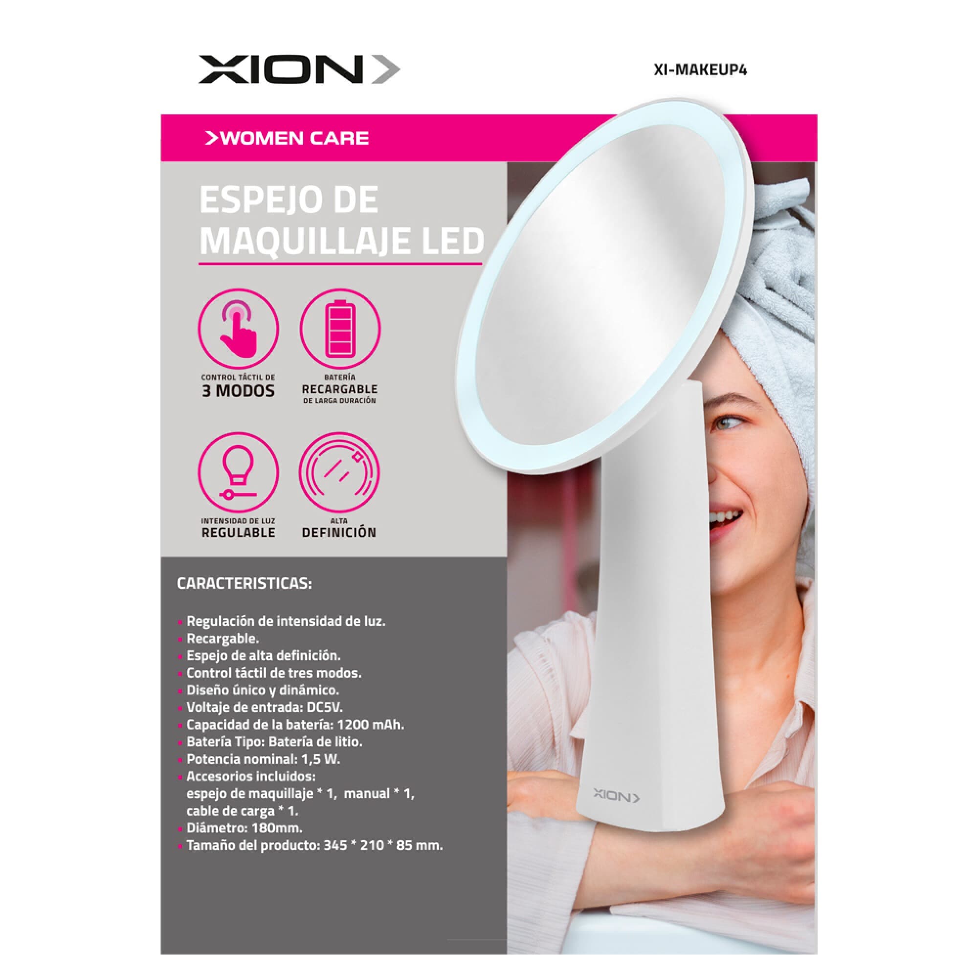 Envase del espejo de maquillaje LED XION XI-MAKEUP4