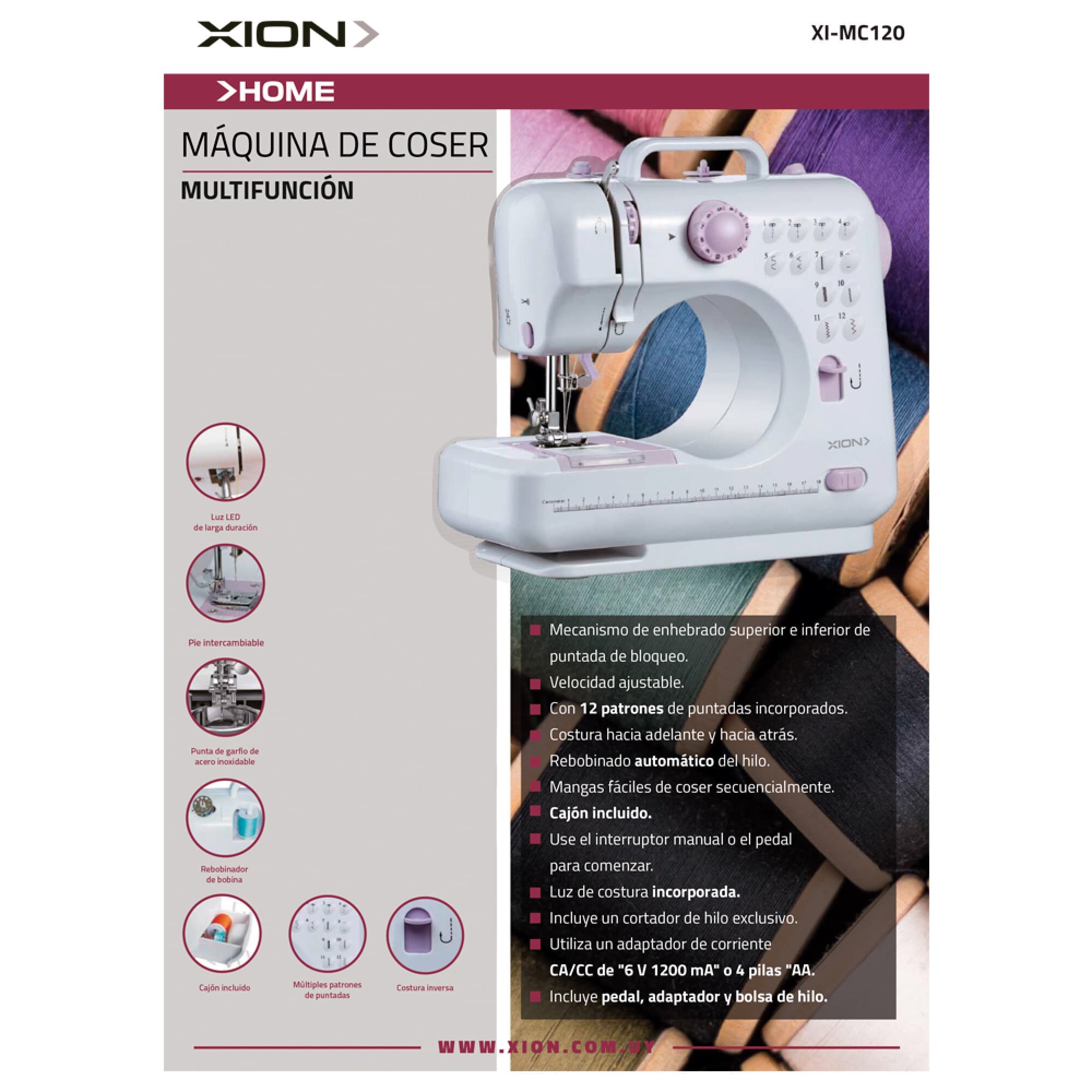 Envase de la máquina de coser XION XI-MC120