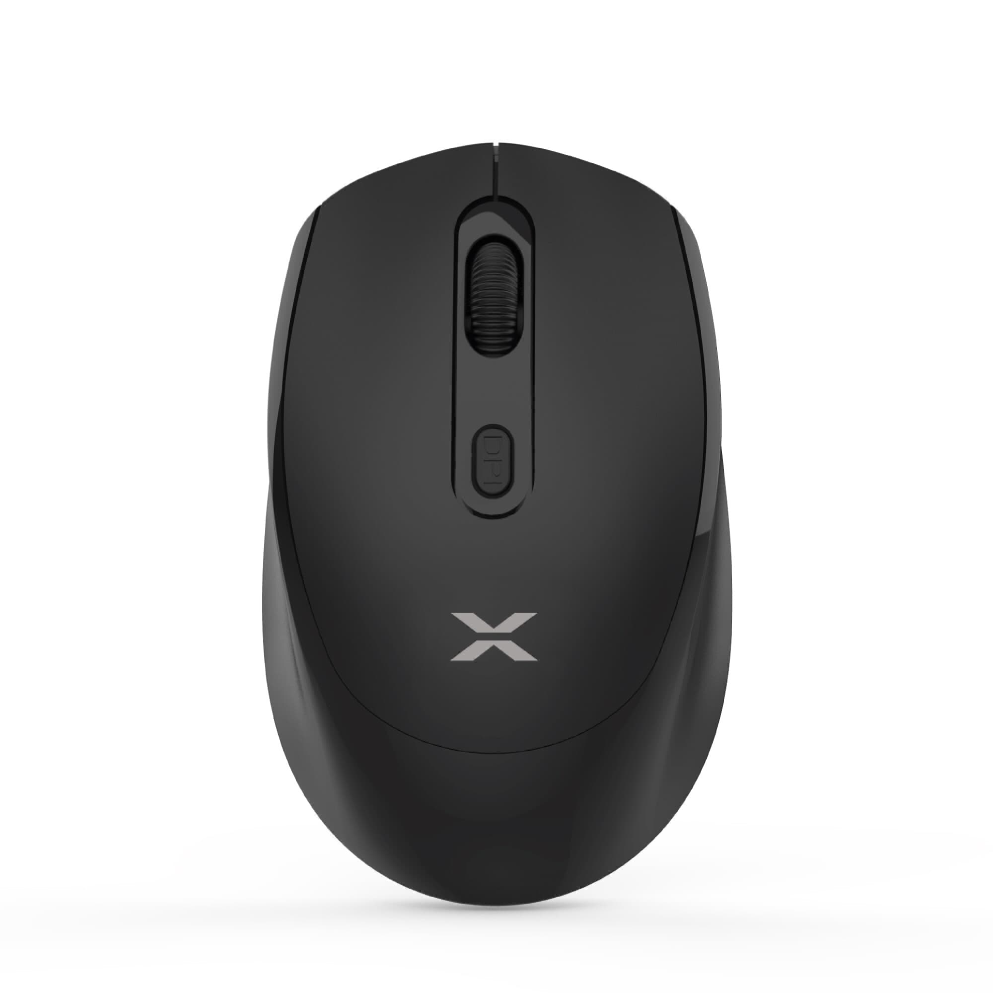 Mouse XION XI-MOUSEW visto desde arriba con rueda y logo