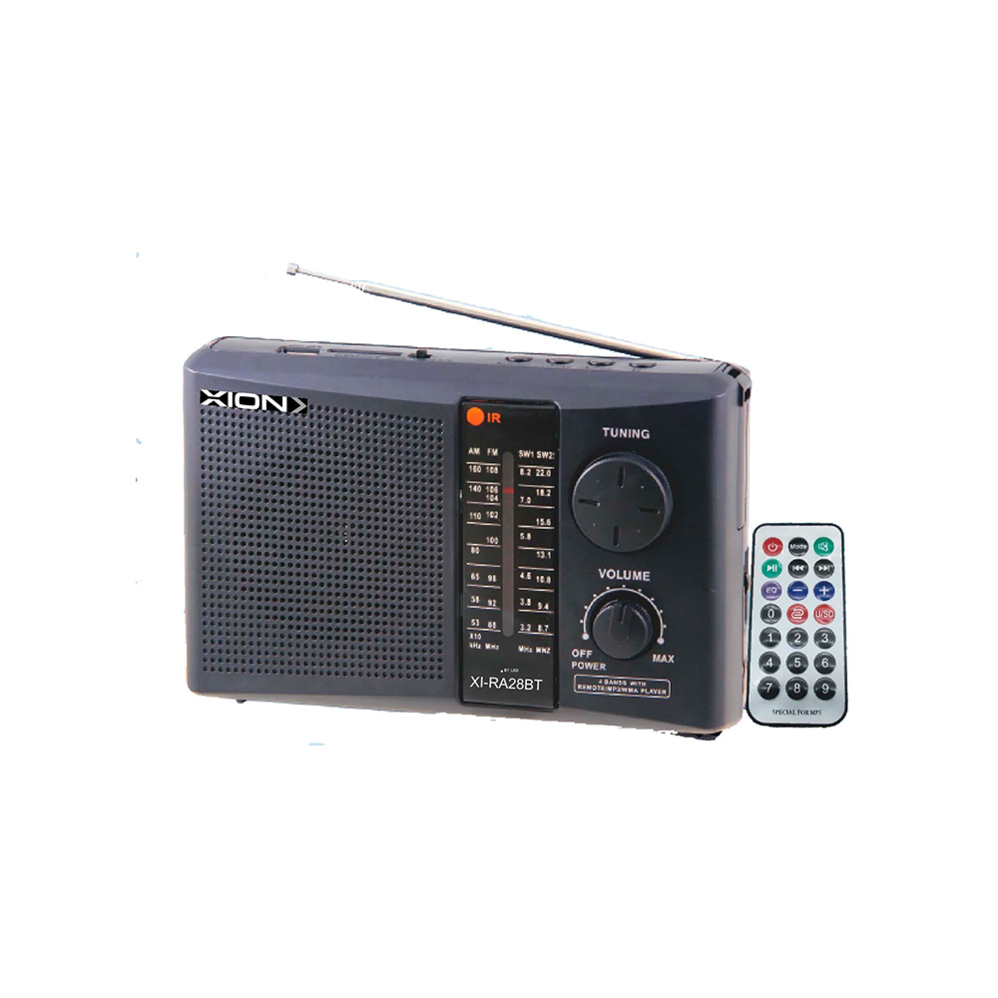 Radio portátil recargable XION XI-RA28BT con antena y control remoto
