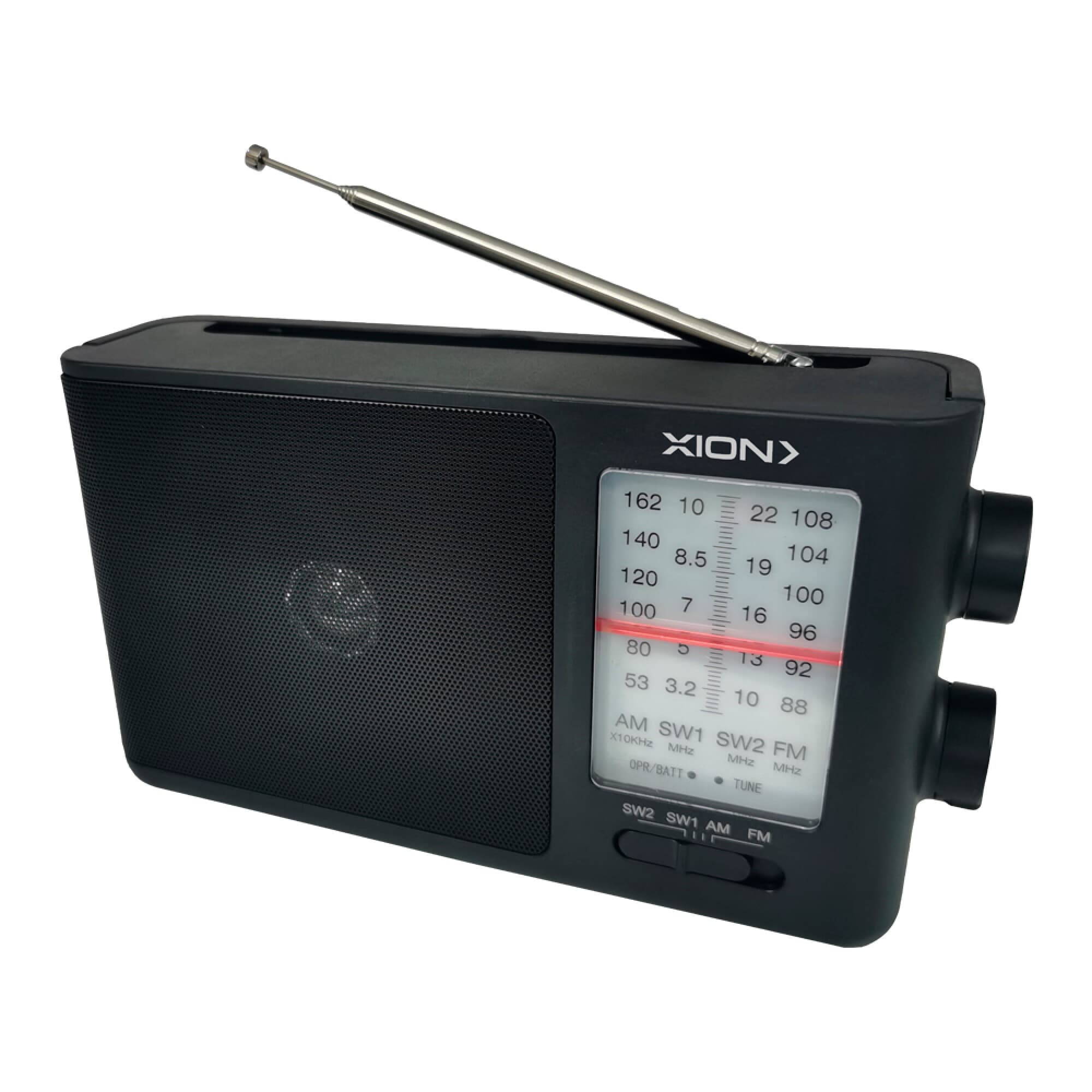 Radio portátil XION XI-RA5 con antena telescópica y dial de tres bandas