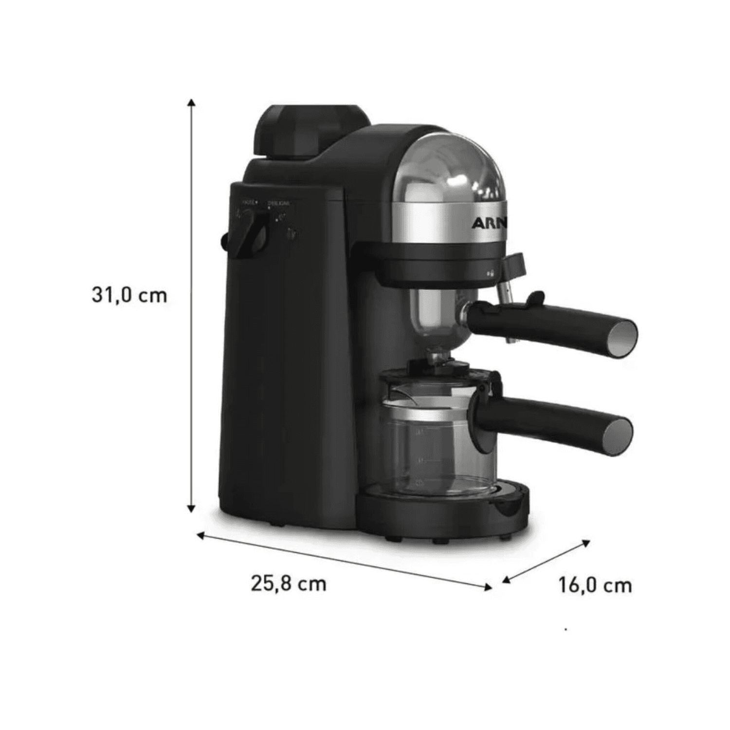 Cafetera espresso Arno XP1728B2 con sus medidas