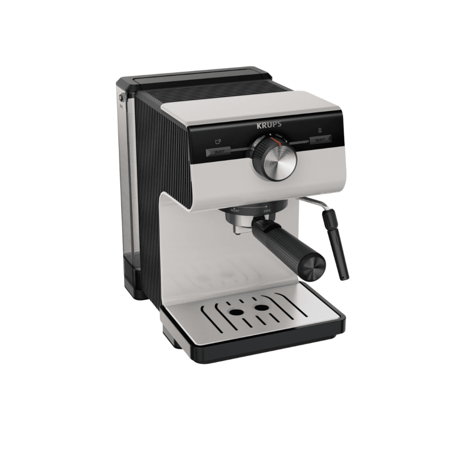 Cafetera espresso Krups Authentic XP381B10 gris claro con portafiltro y boquilla de vapor