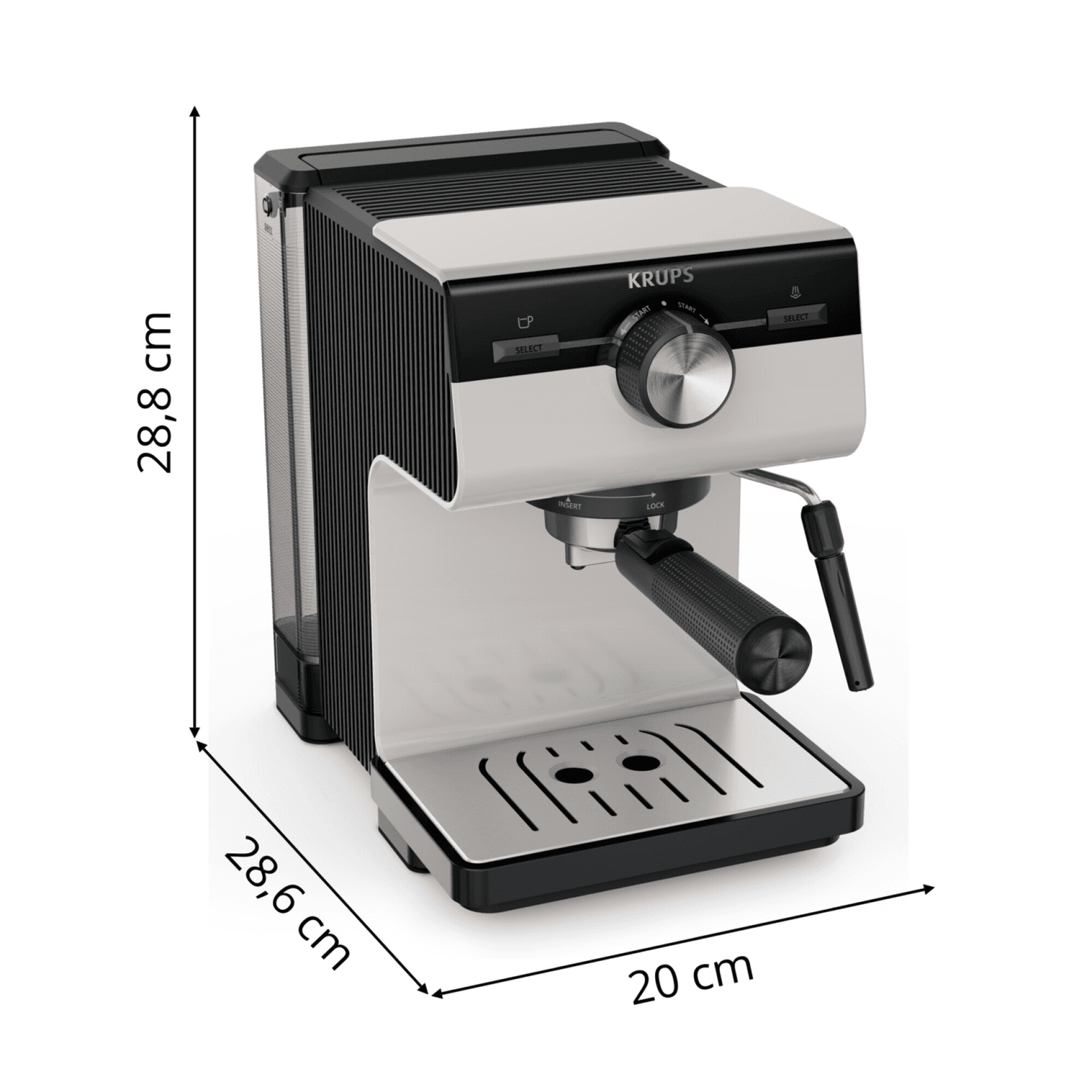 Cafetera espresso Krups XP381B10 con sus medidas