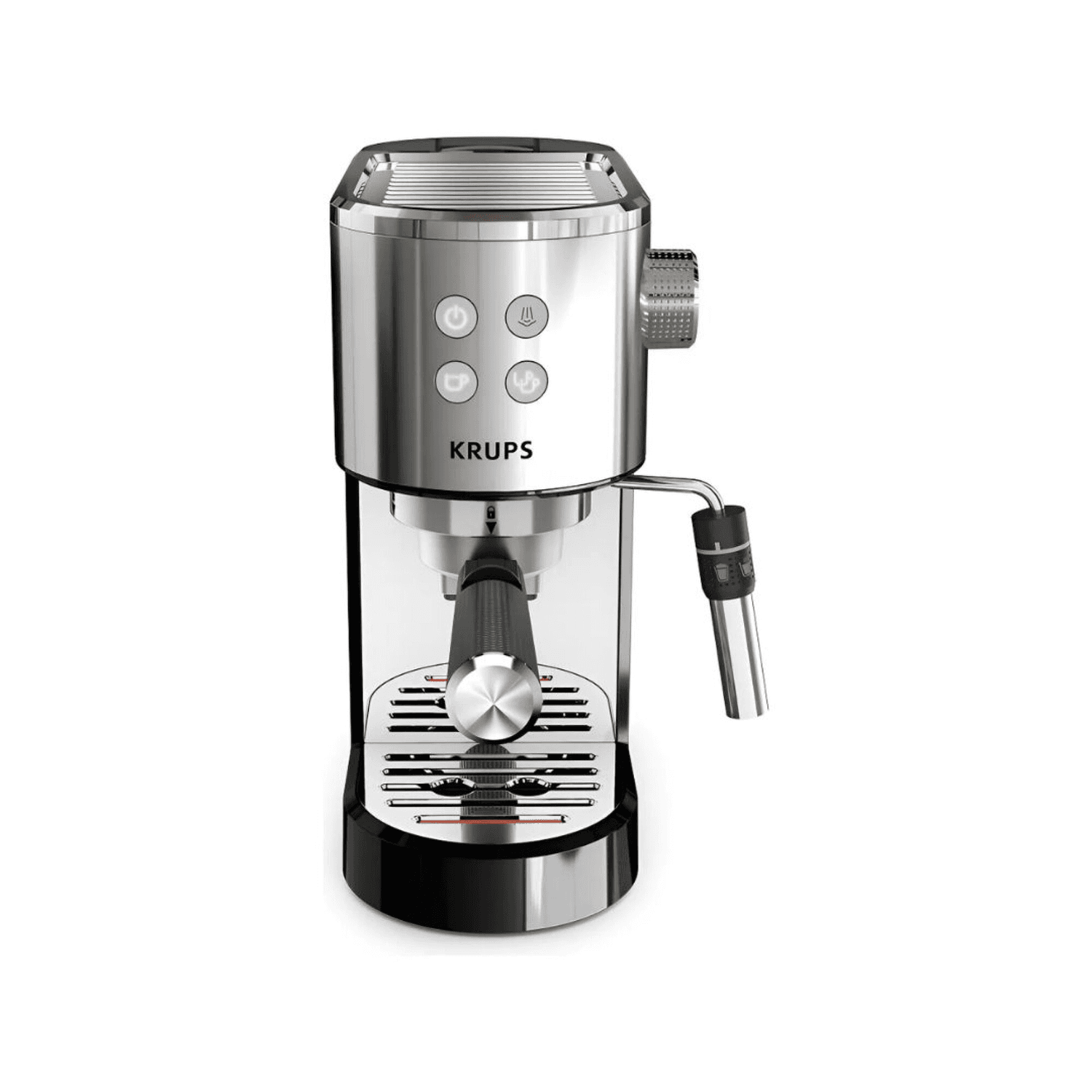 Cafetera espresso Krups Virtuoso XP444C10 de acero inoxidable de frente