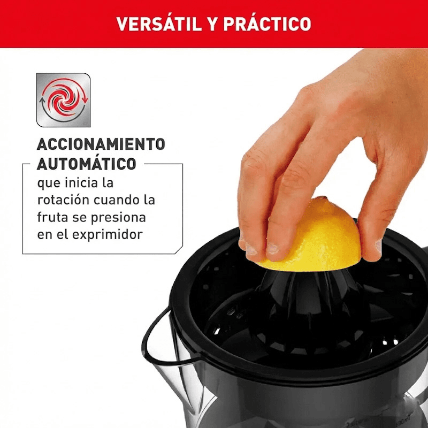Exprimiendo medio limón en el exprimidor automático Arno ZP2028B2