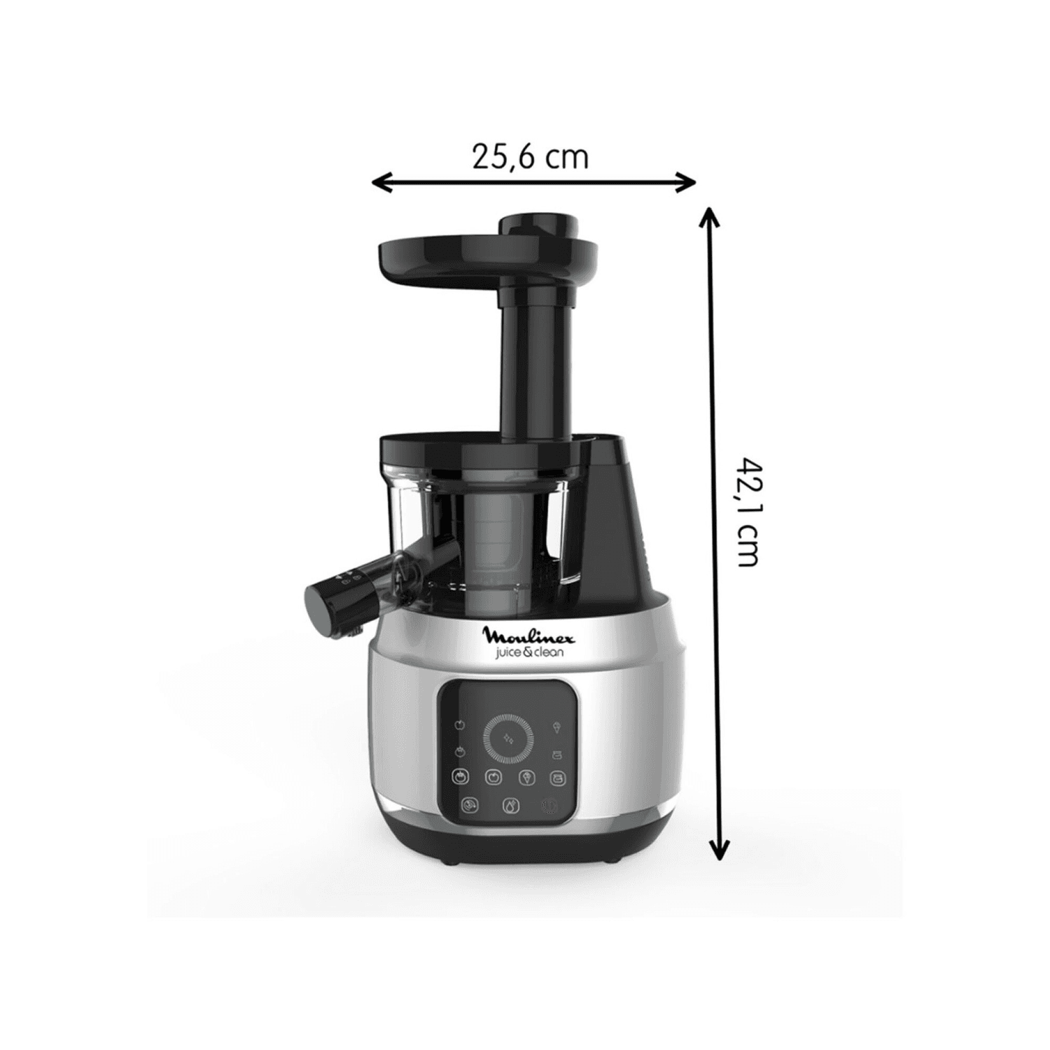 Juguera Moulinex Juice & Clean ZU420E10 con sus medidas de ancho y alto